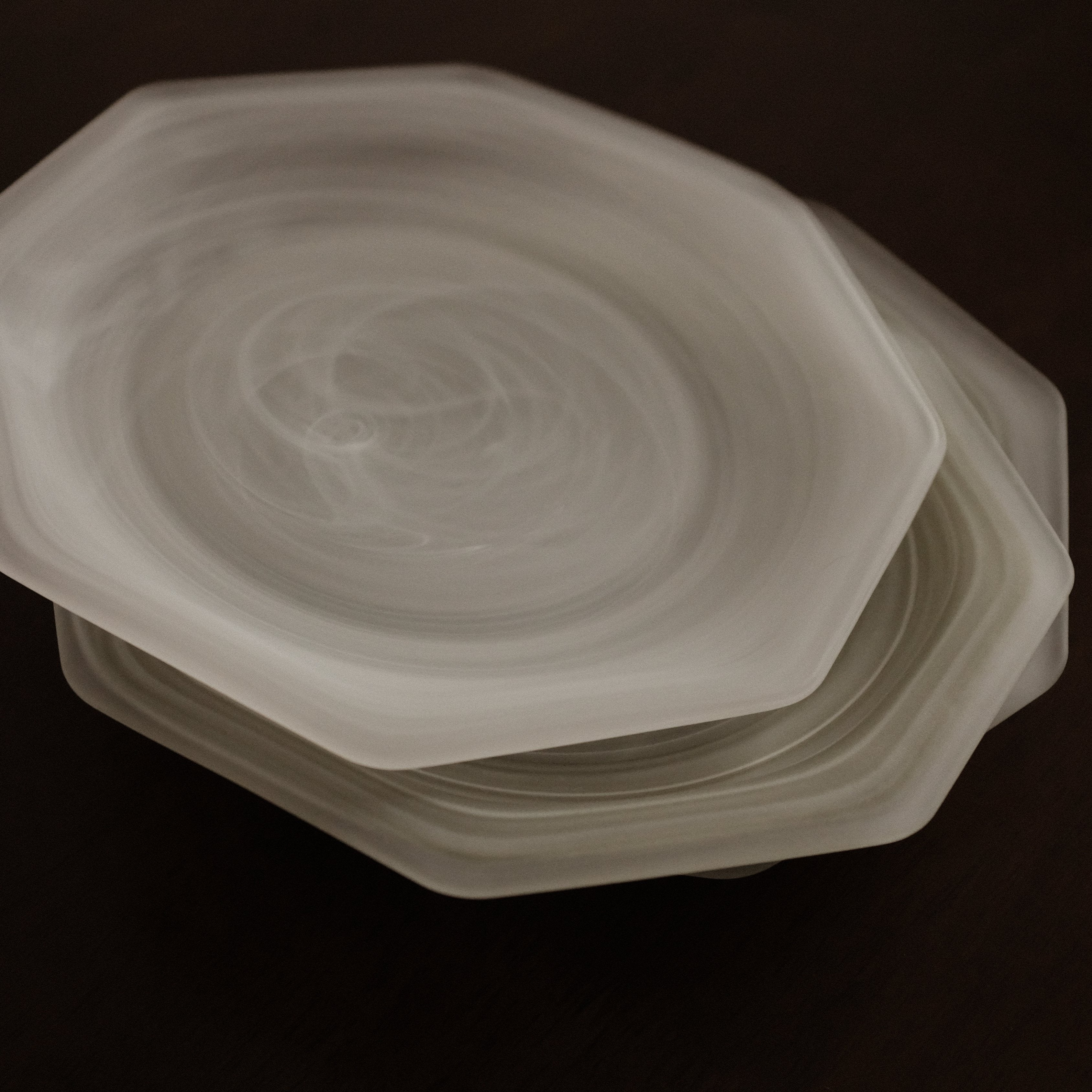 ESME Handmade Hexagon Frosted Glass Cosmic Plate White