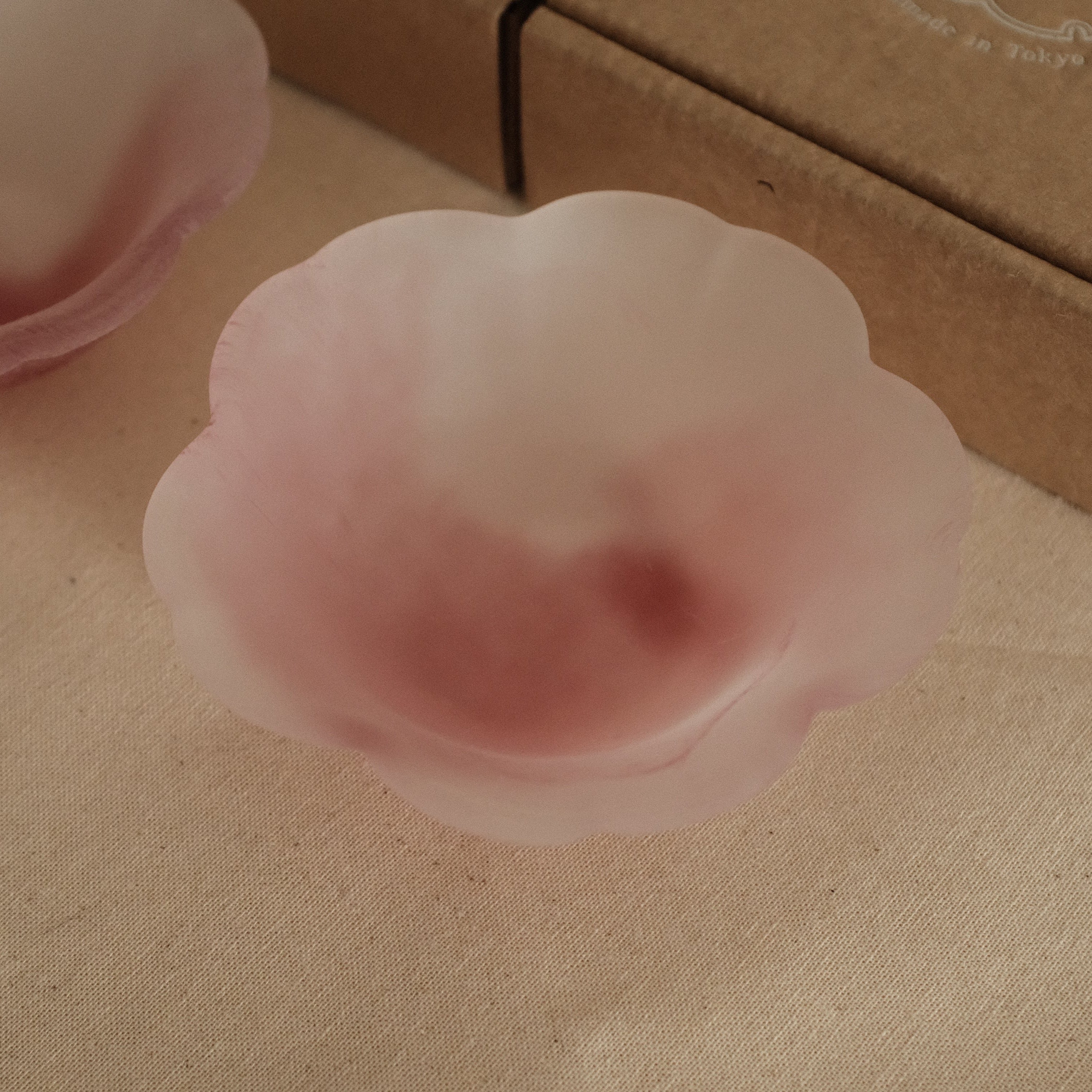 Aika Japan X Iwasawa Glass Honoka Handmade Small Edo Glass Bowl White Pink Cherry Blossom