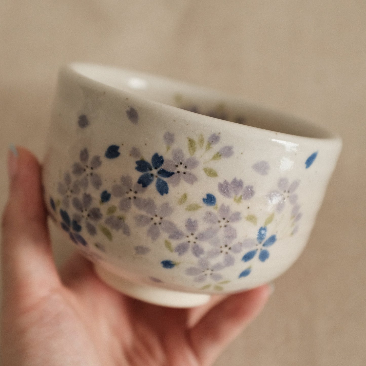 Hatsuichi Japan Cherry Blossom Blue Nodate Chawan Matcha Bowl Tea Bowl Japan Minoware