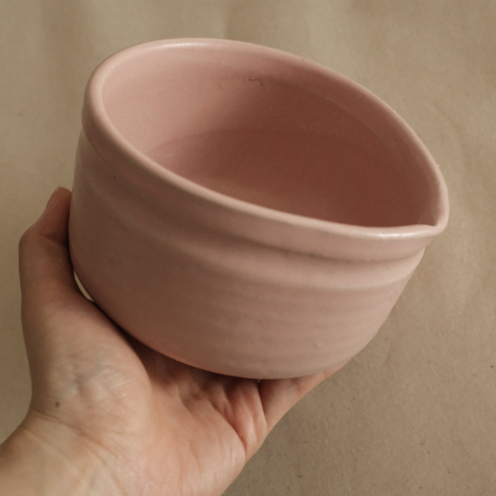 Hatsuichi Japan Momo Neri Pink Katakuchi Chawan Matcha Bowl Large Minoware