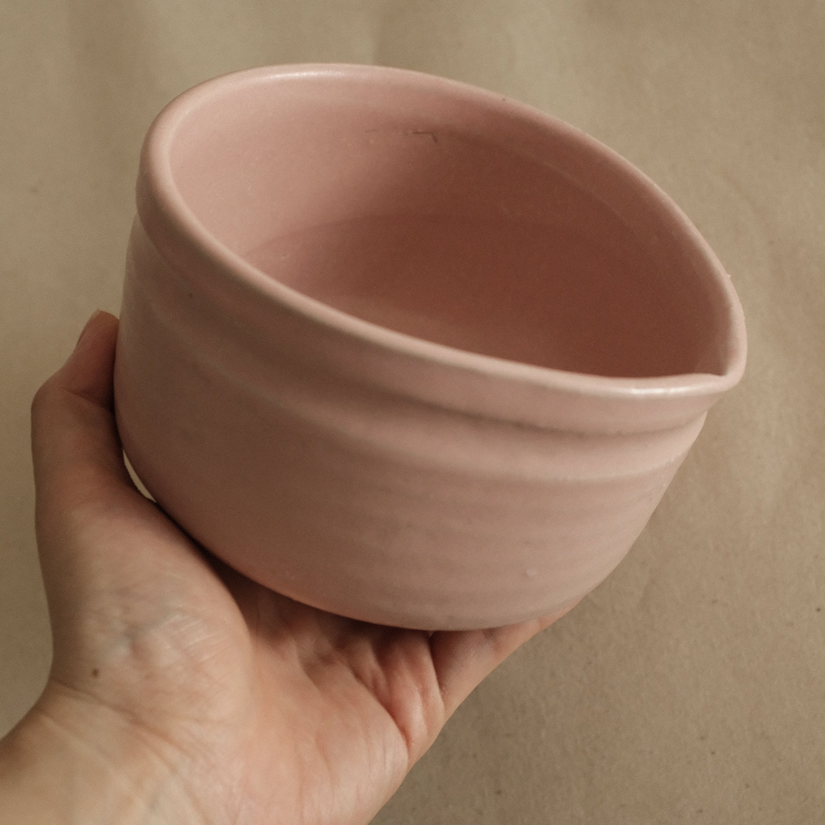 Hatsuichi Japan Momo Neri Pink Katakuchi Chawan Matcha Bowl Large Minoware