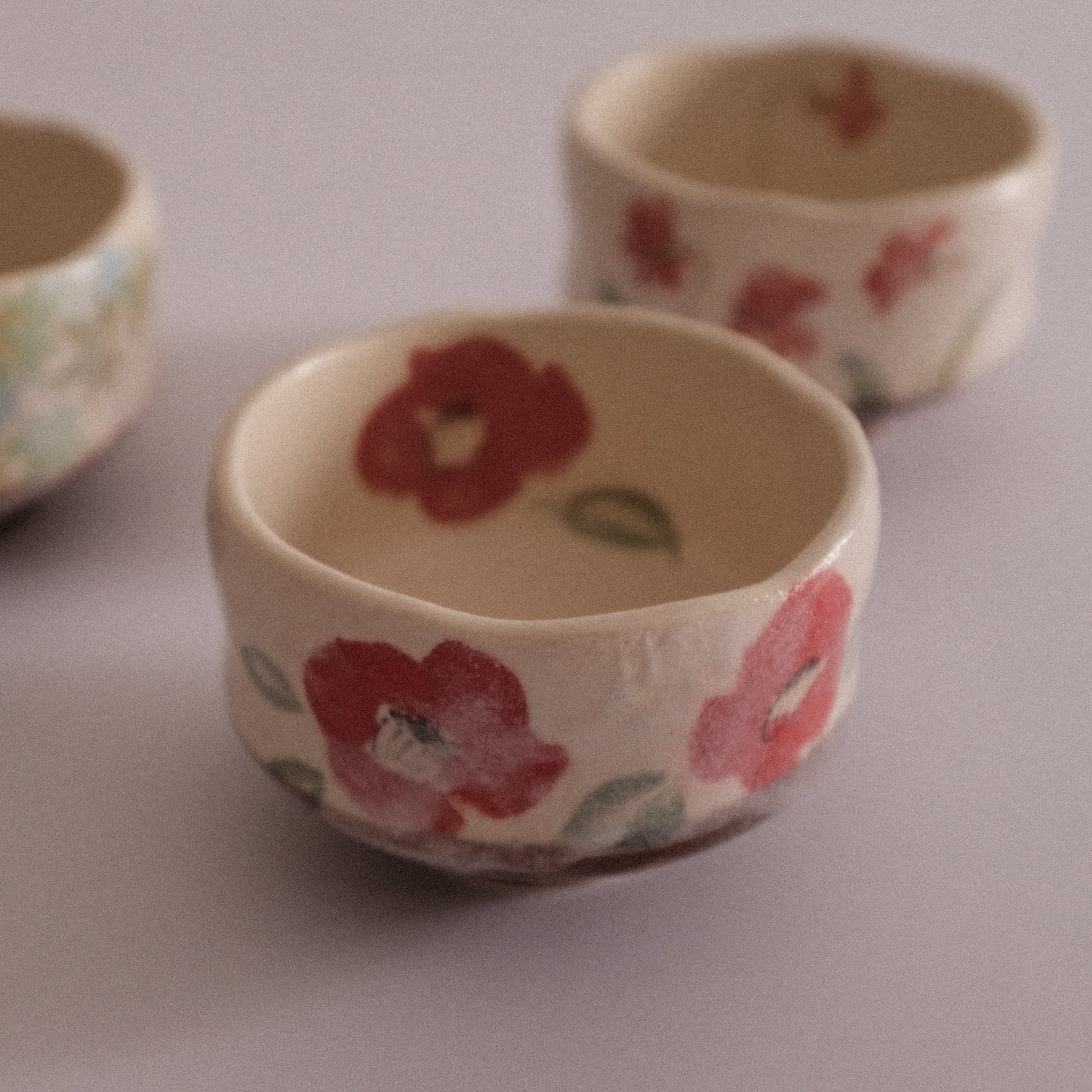 Hatsuichi Japan Camelia Blossom Mini Chawan Matcha Bowl Tea Bowl Minoware