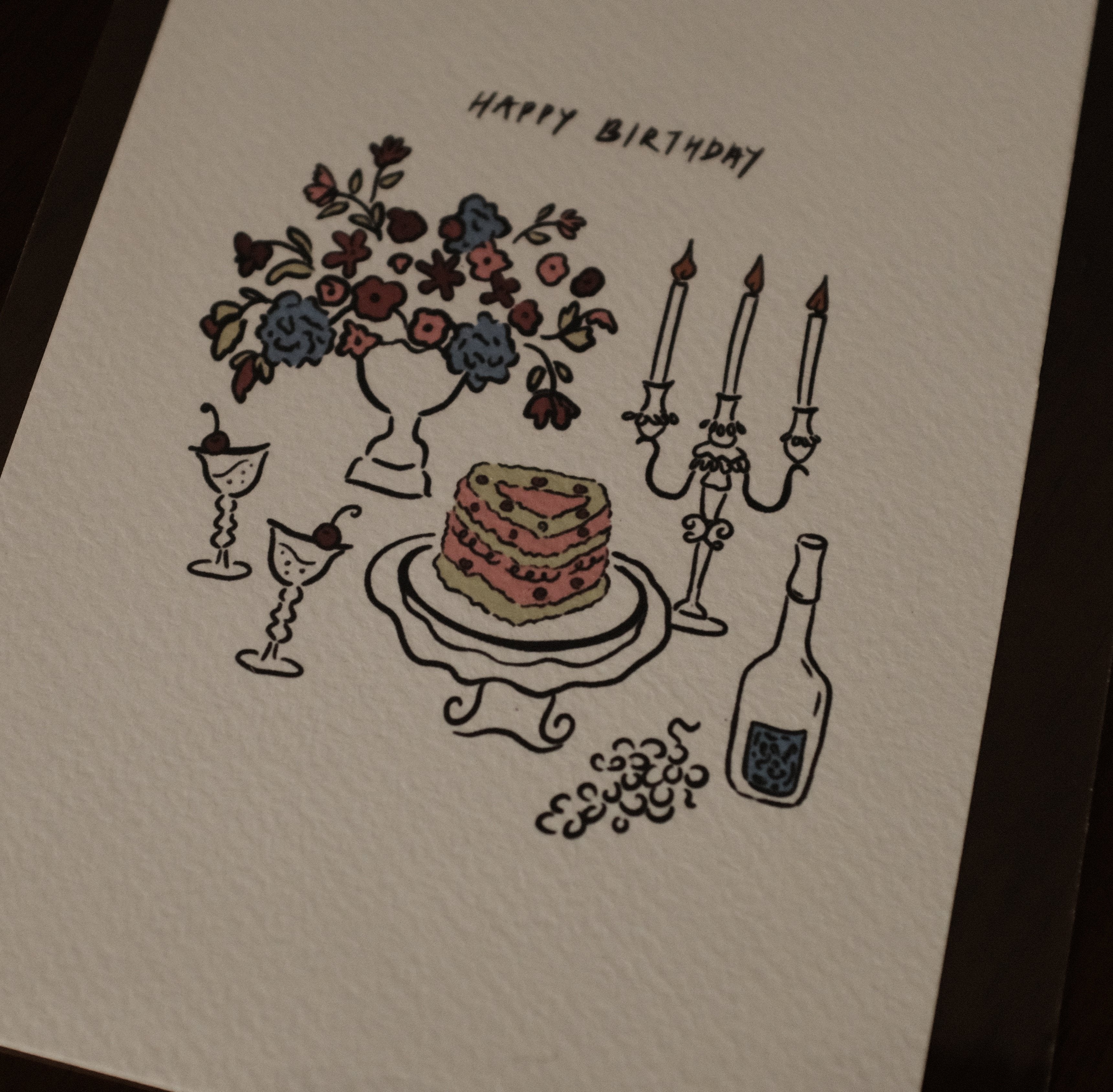 IvyC Art Birthday Happy Birthday Postcard Gift Card A6