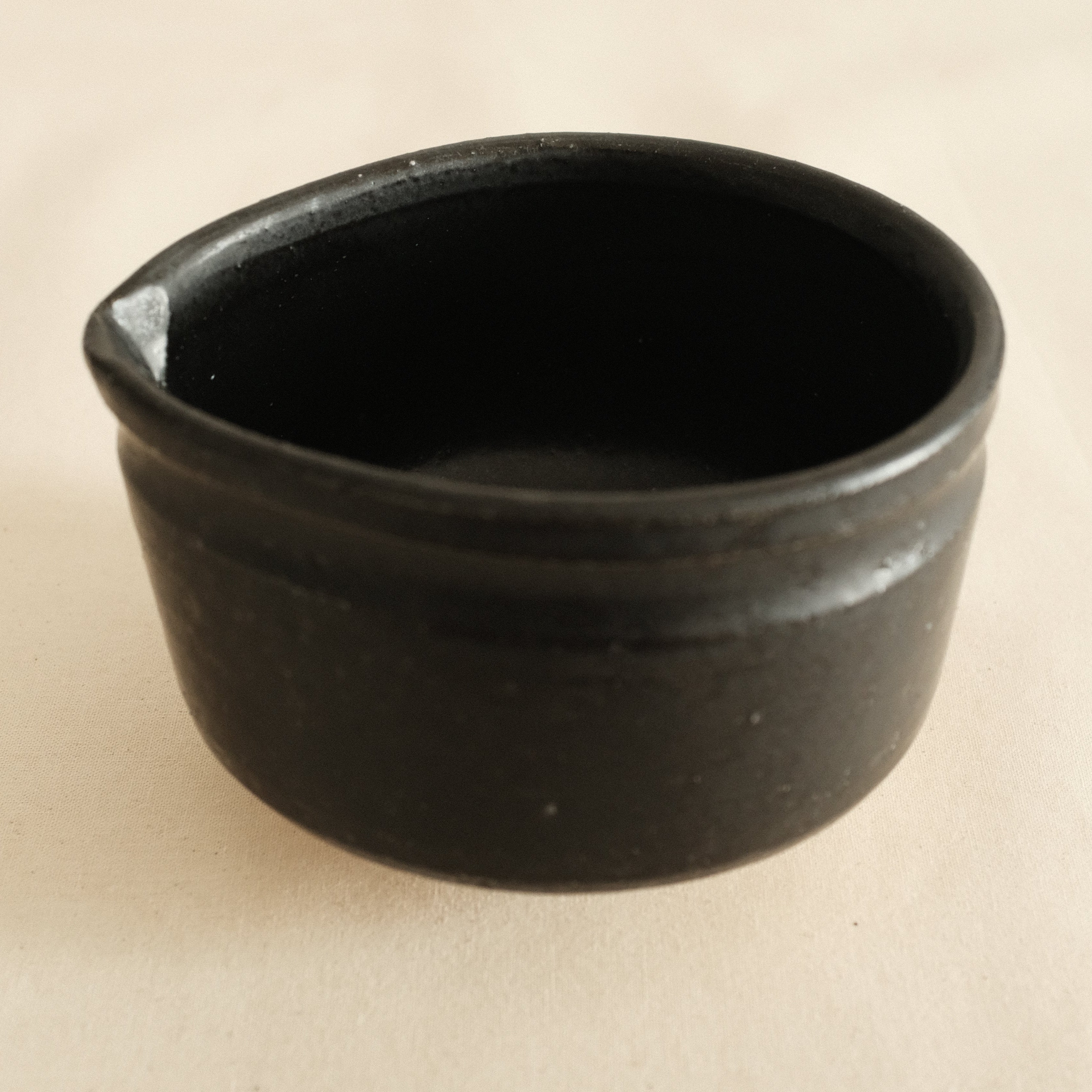 Hatsuichi Japan Kuroku Neri Black Katakuchi Chawan Matcha Bowl Minoware