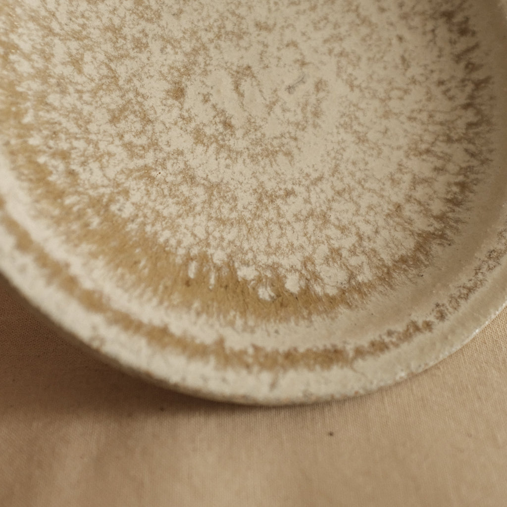 Kyuuko Mashiko Konayuki Powder Snow Glaze Rimmed Plate