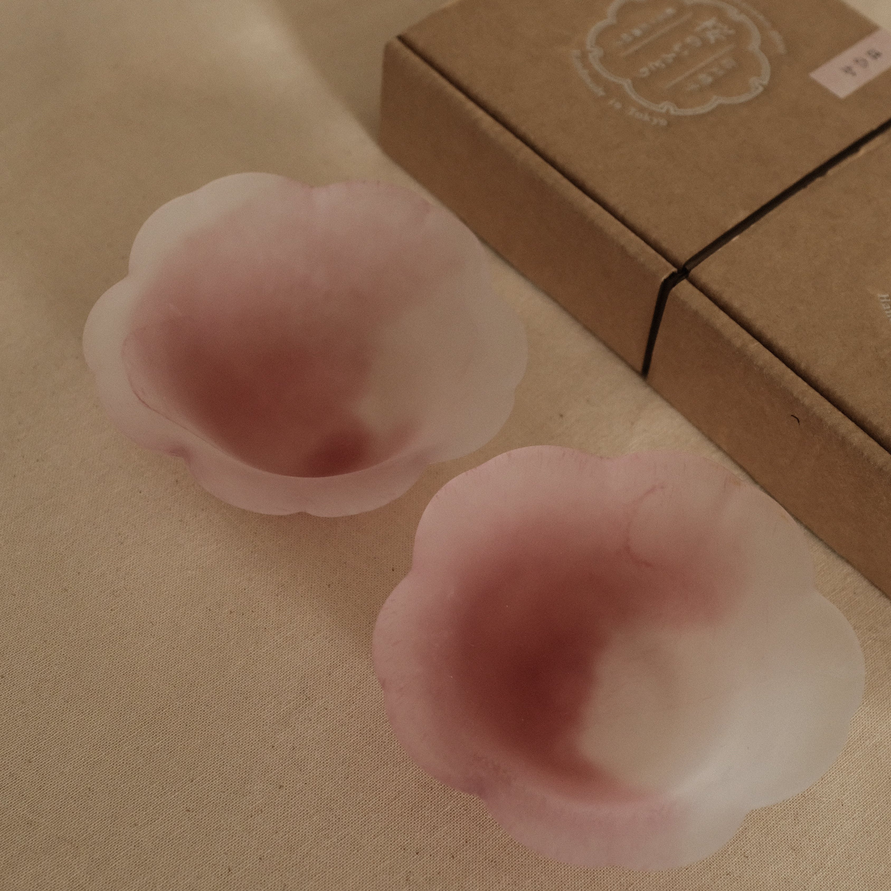 Aika Japan X Iwasawa Glass Honoka Handmade Small Edo Glass Bowl White Pink Cherry Blossom