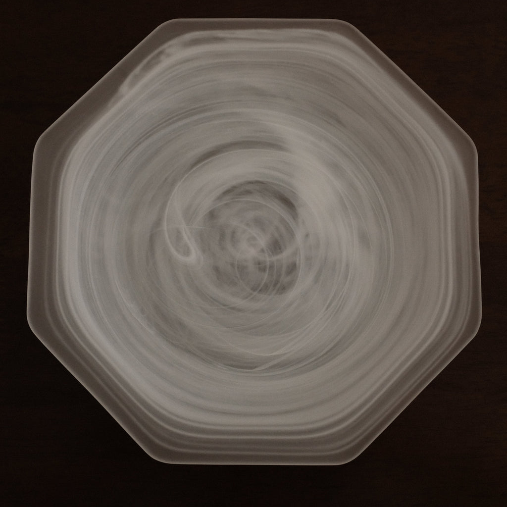 ESME Handmade Hexagon Frosted Glass Cosmic Plate White