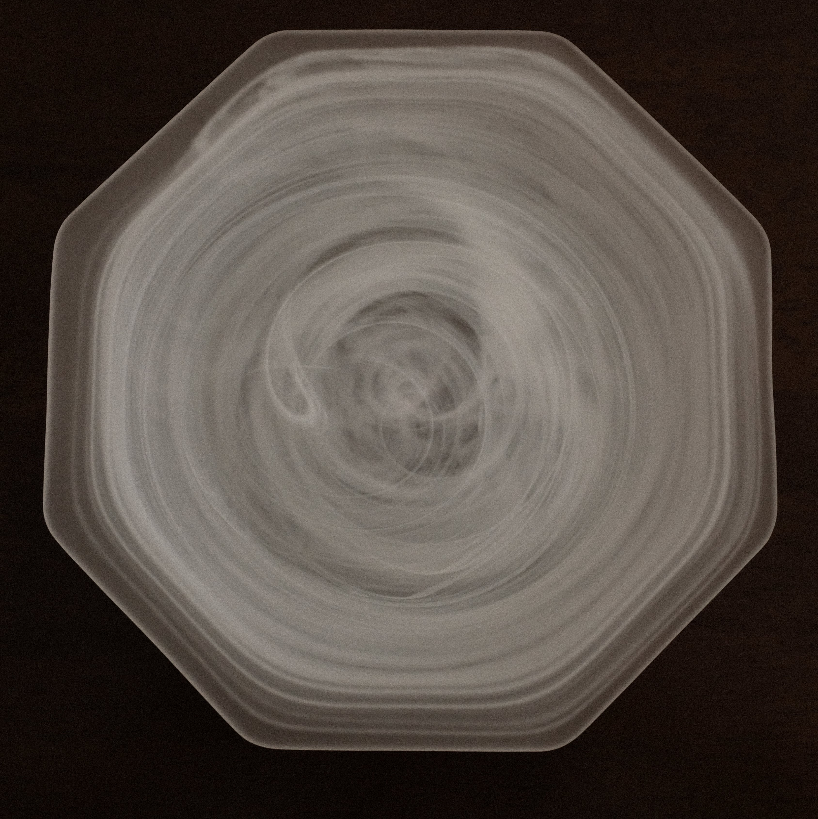ESME Handmade Hexagon Frosted Glass Cosmic Plate White