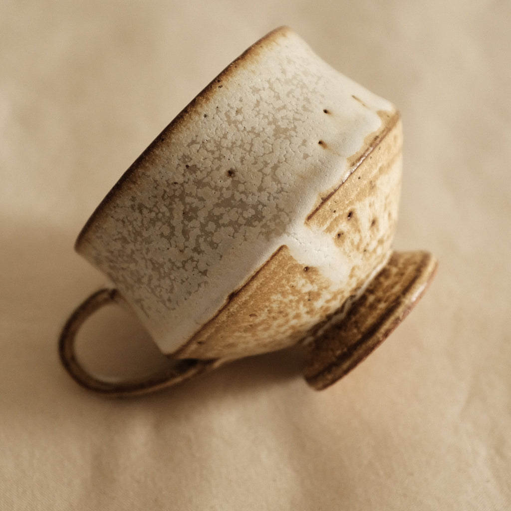 Kazuhito Yamamoto White Milky Glaze Antique Goblet Mug