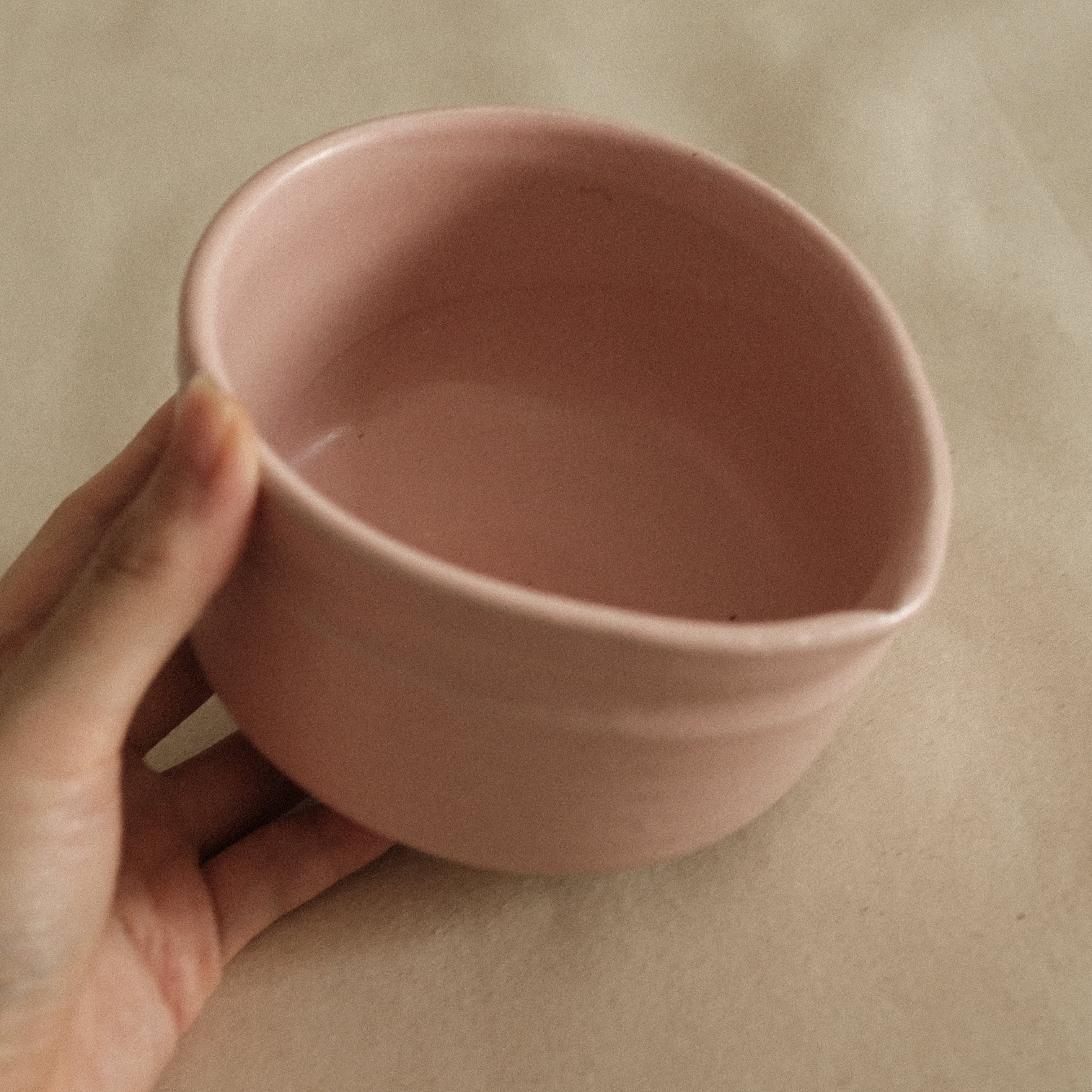 Hatsuichi Japan Momo Neri Pink Katakuchi Chawan Matcha Bowl Large Minoware