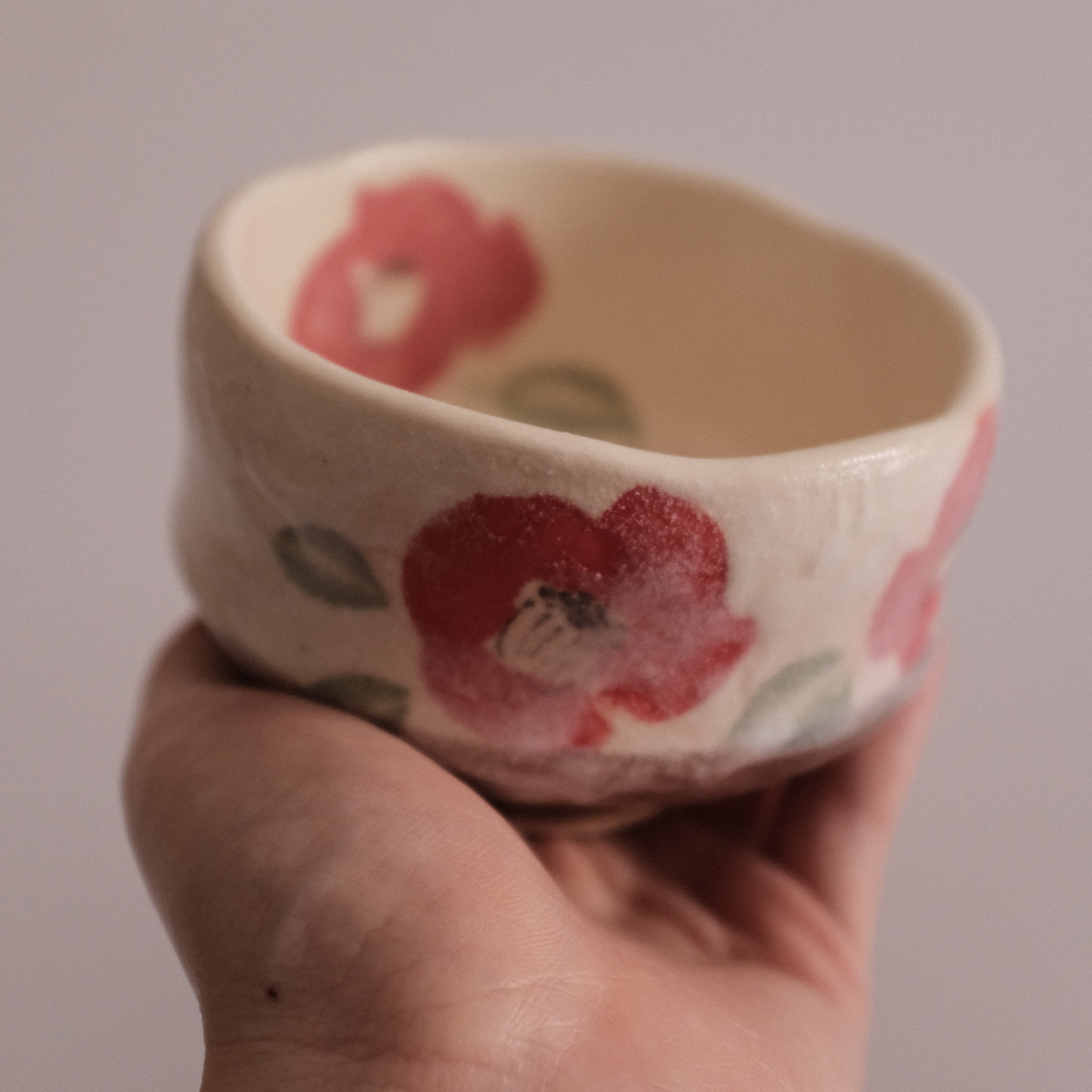 Hatsuichi Japan Camelia Blossom Mini Chawan Matcha Bowl Tea Bowl Minoware