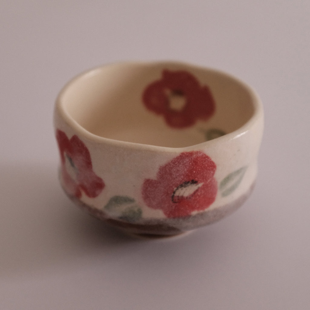 Hatsuichi Japan Camelia Blossom Mini Chawan Matcha Bowl Tea Bowl Minoware