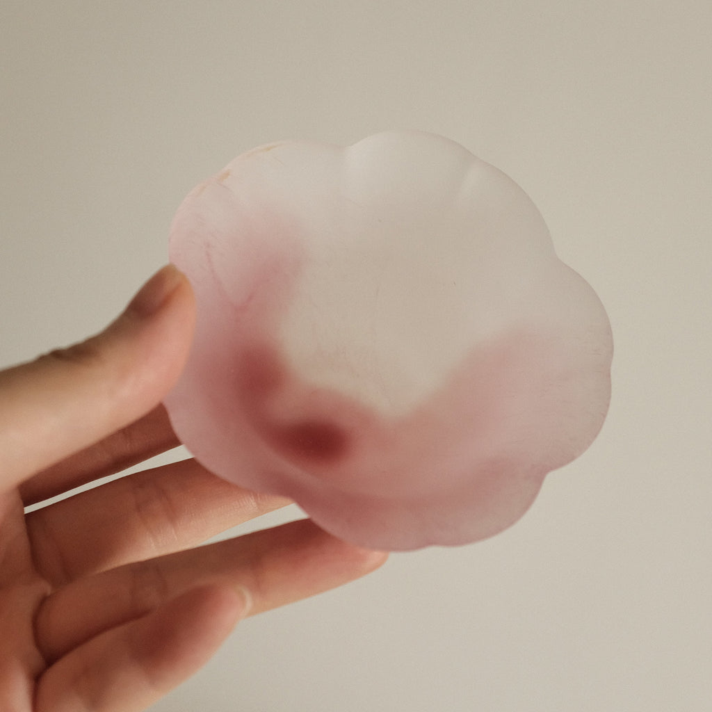 Aika Japan X Iwasawa Glass Honoka Handmade Small Edo Glass Bowl White Pink Cherry Blossom