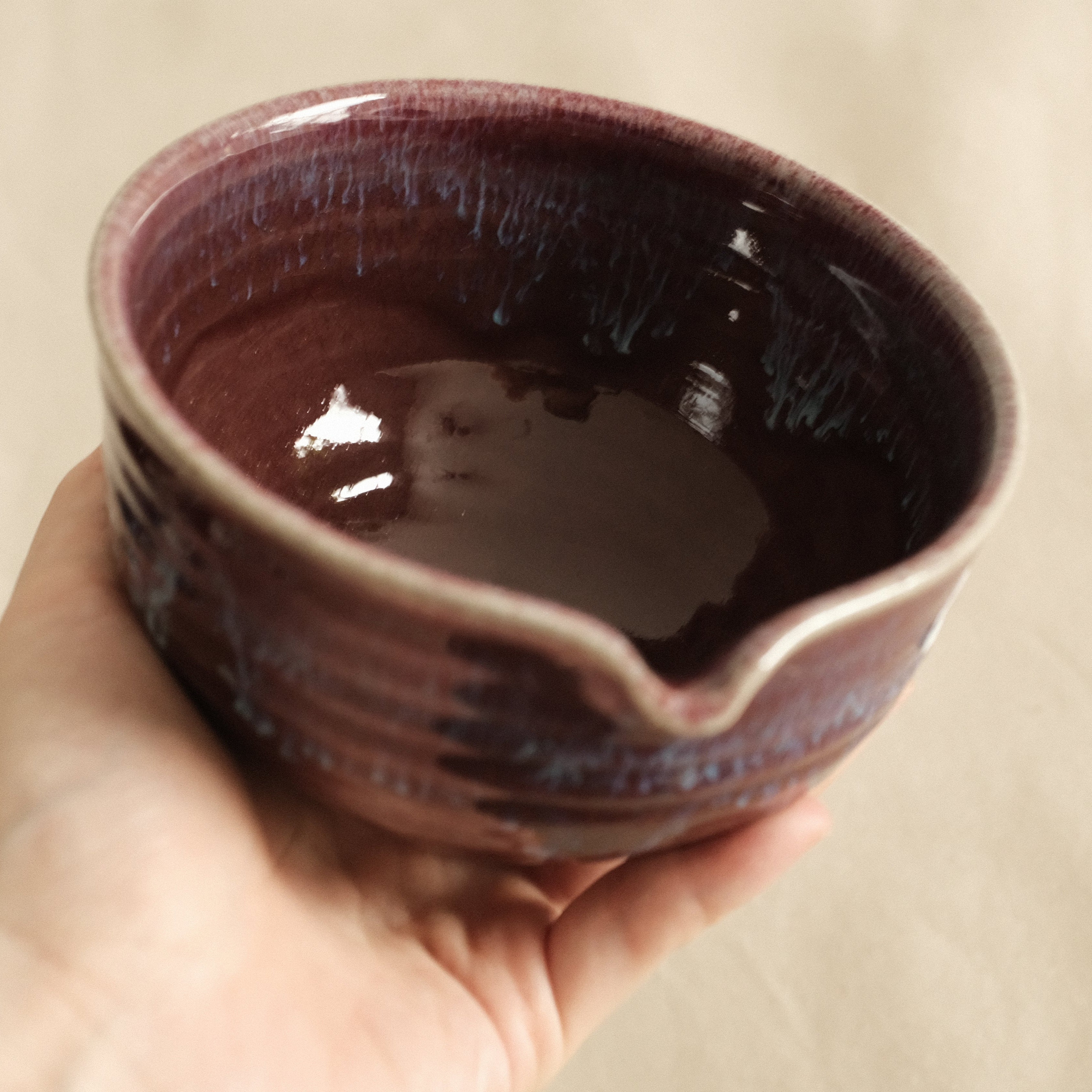 Hana Izumi Kiln Japan Shinsha No Nagare Cinnabar Flow Katakuchi Chawan Matcha Bowl Aritaware