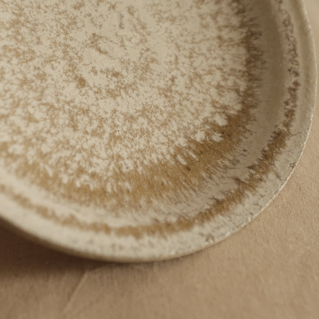 Kyuuko Mashiko Konayuki Powder Snow Glaze Rimmed Plate