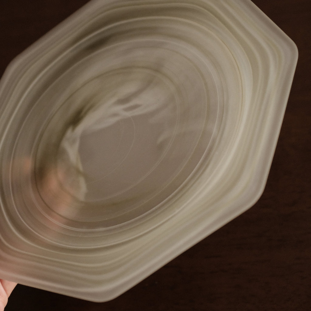 ESME Handmade Hexagon Frosted Glass Cosmic Plate Moss Green