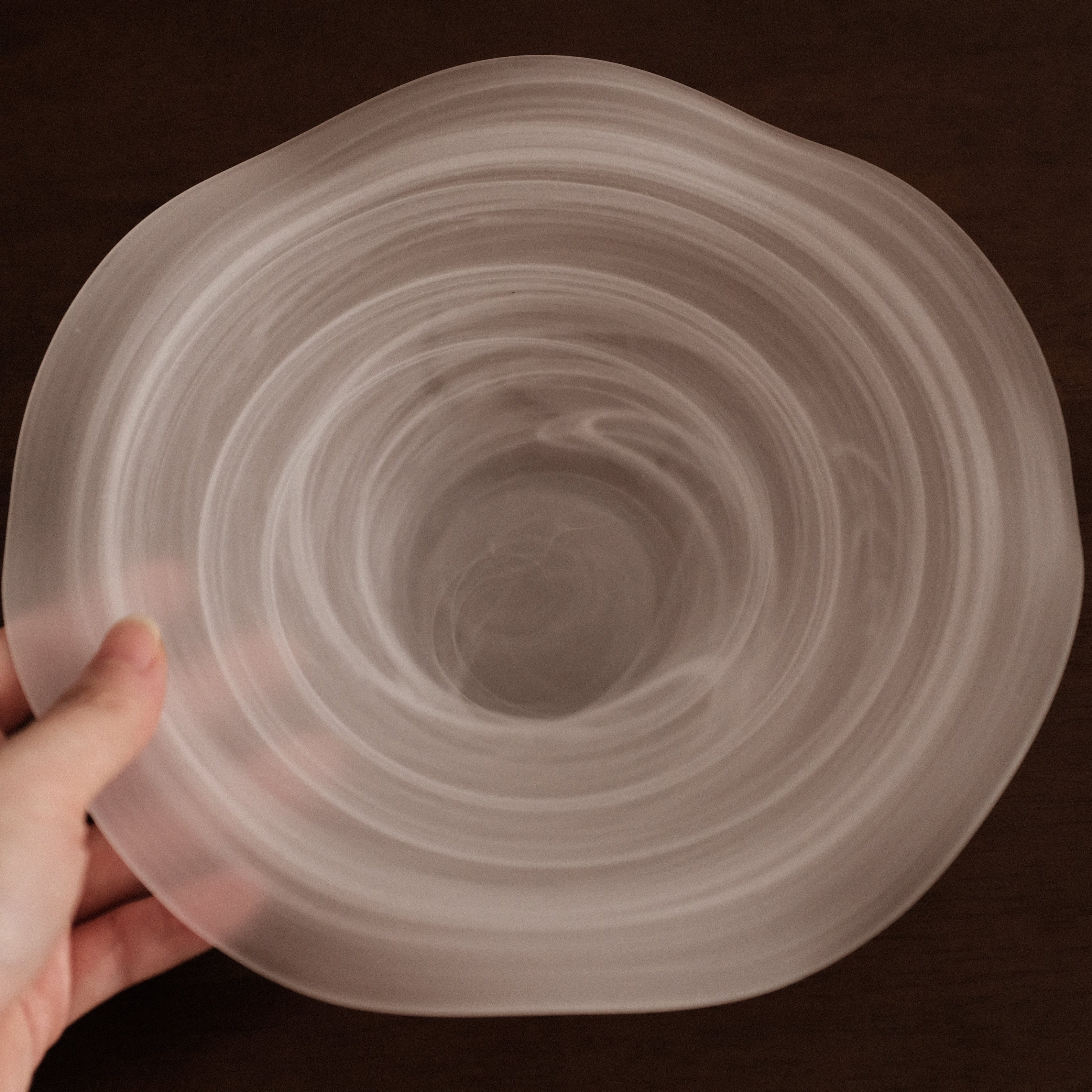 ESME Handmade Wavy Round Frosted Glass Cosmic Deep Plate White