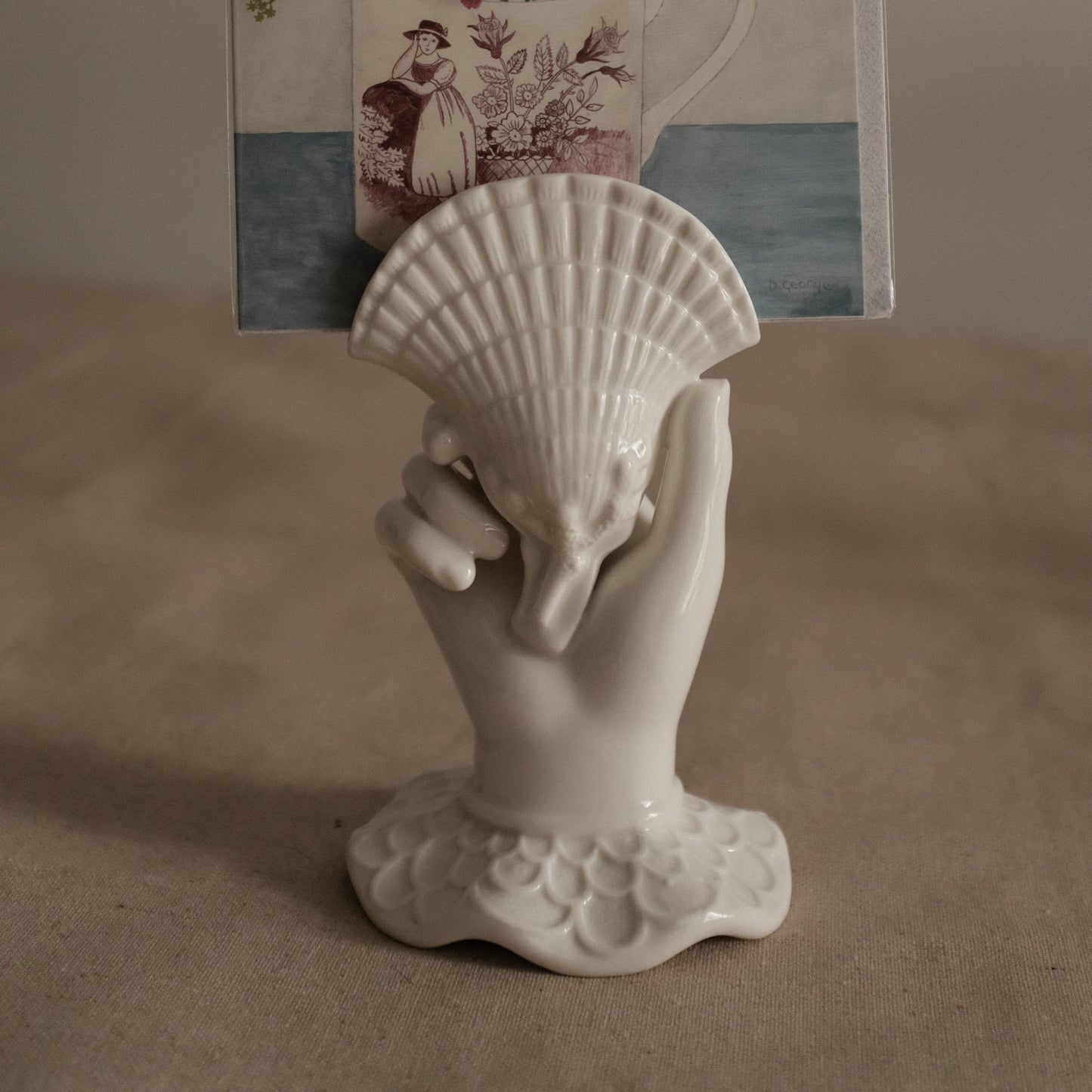 MARELLA French Retro Grasp of Sea Shell Ceramic Vase Card Holder Tissue Holder