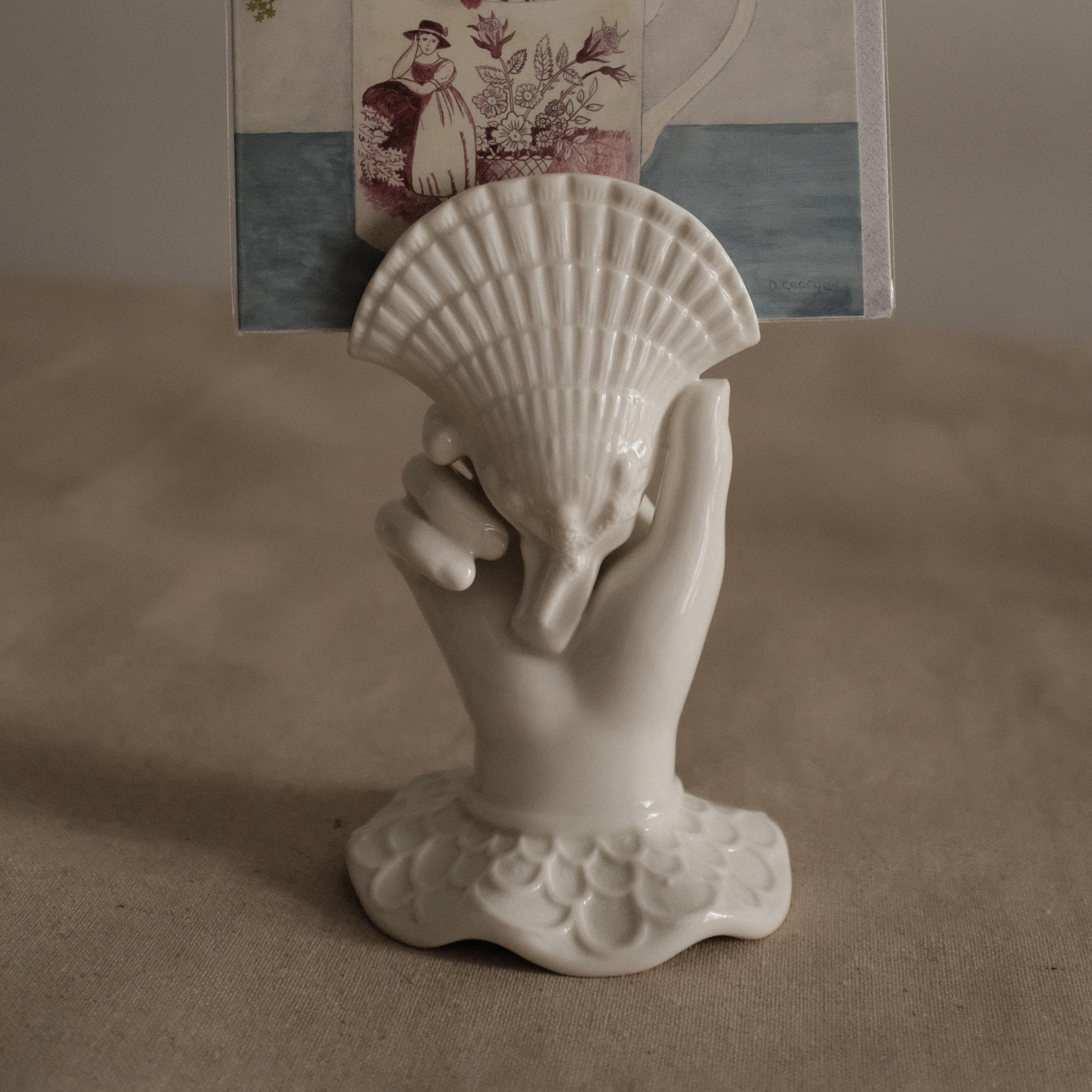 MARELLA French Retro Grasp of Sea Shell Ceramic Flower Vase Card Holder Tissue Holder