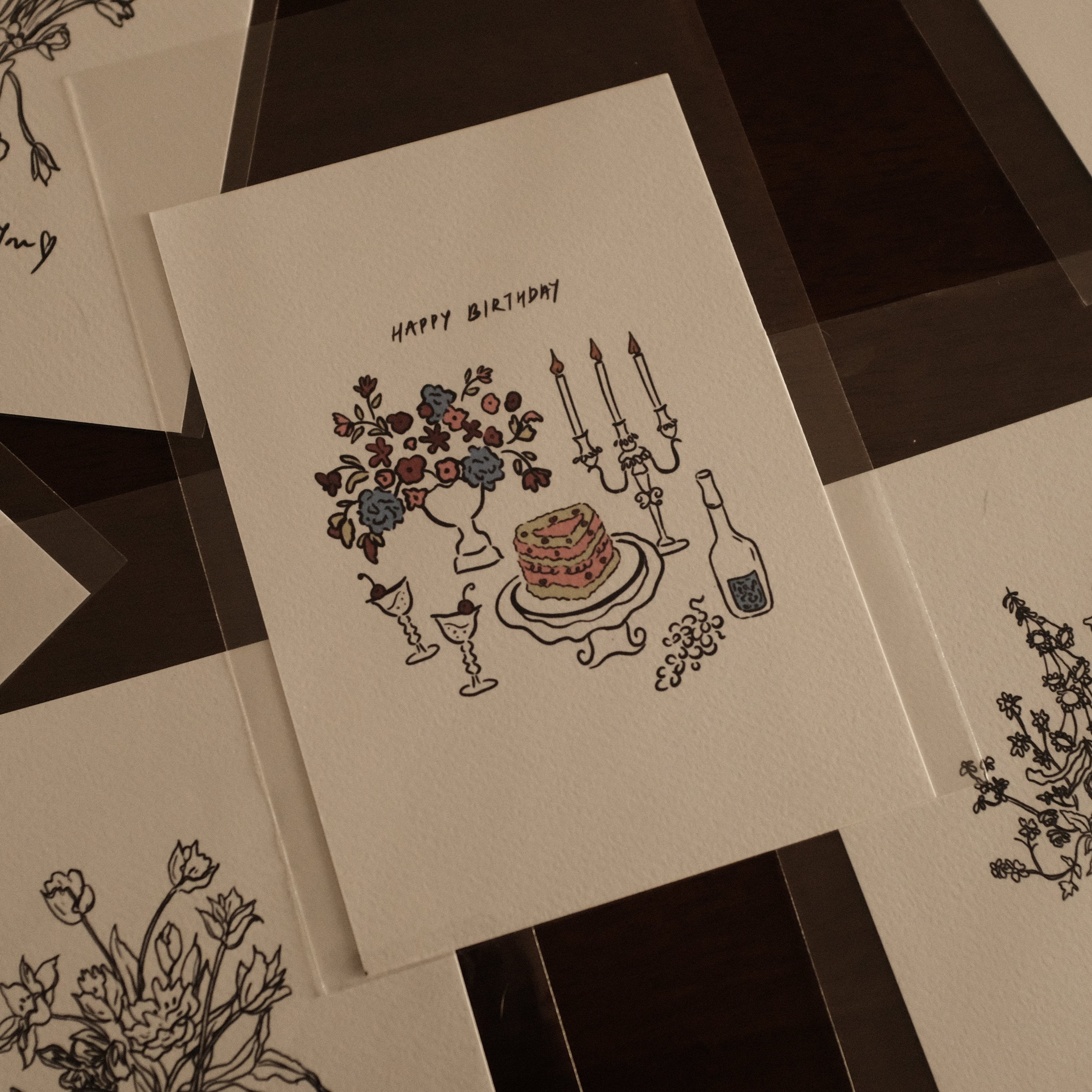 IvyC Art Birthday Happy Birthday Postcard Gift Card A6