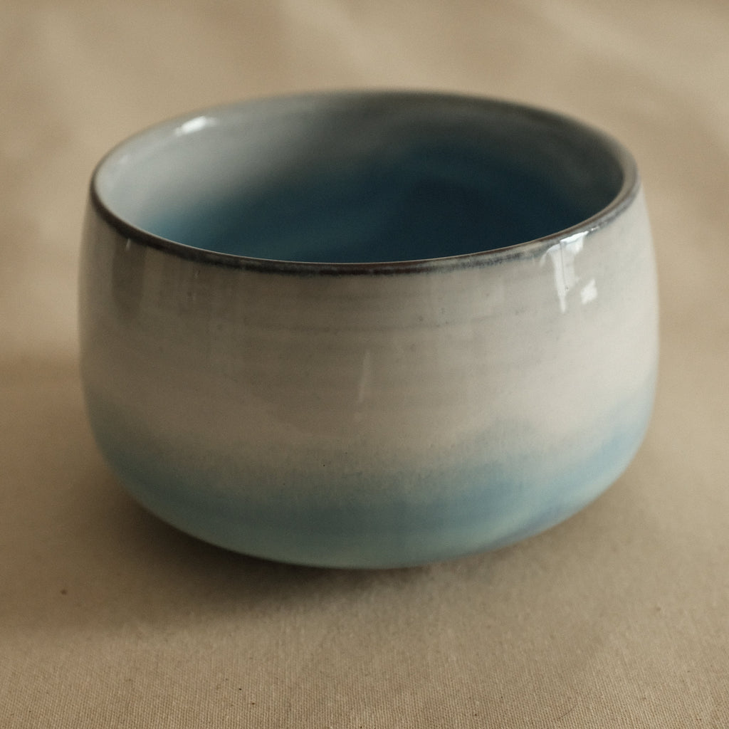 Aika Japan Buruparu Blue Pearl Glaze Chawan Matcha Bowl Hasami ware