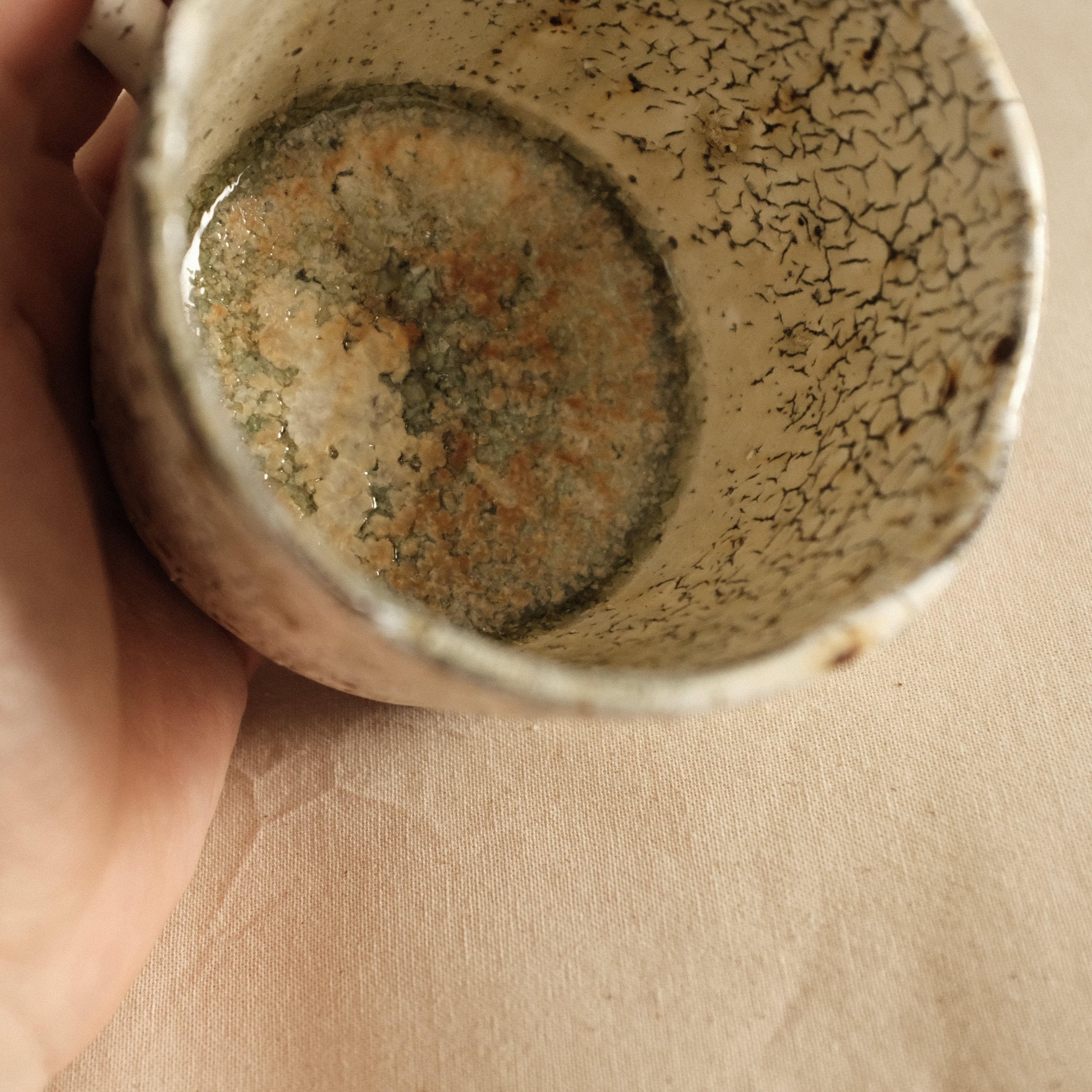 Kazuhito Yamamoto White Vidro Powdered Glaze Antique Mug