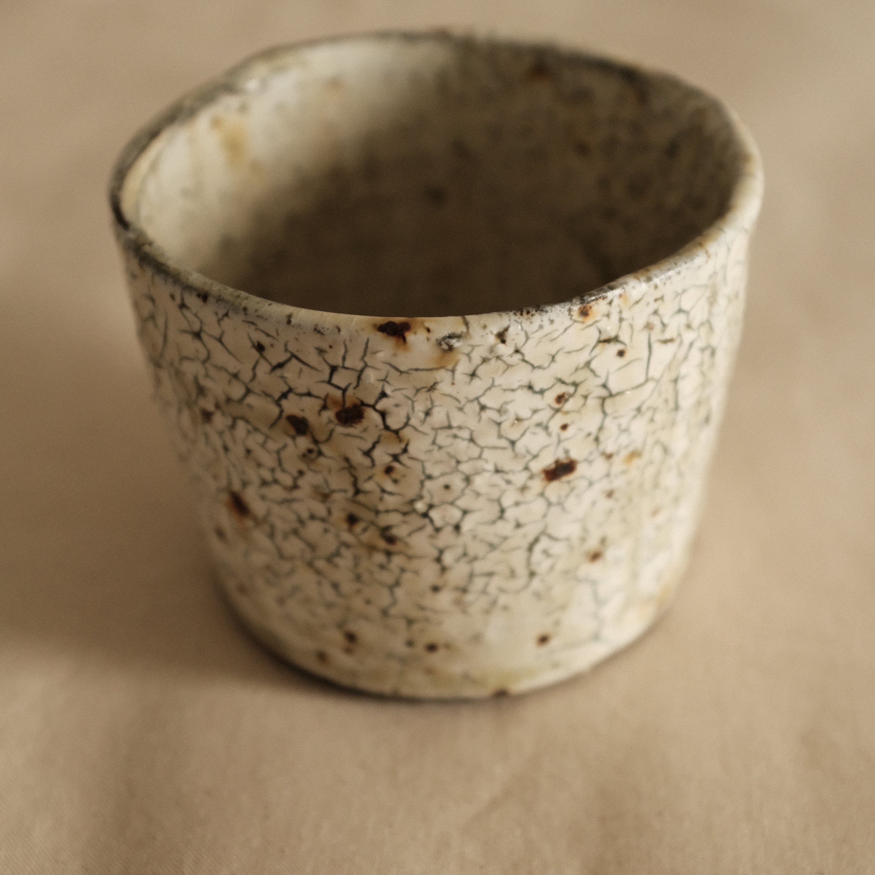 Kazuhito Yamamoto White Vidro Powdered Glaze Antique Mug