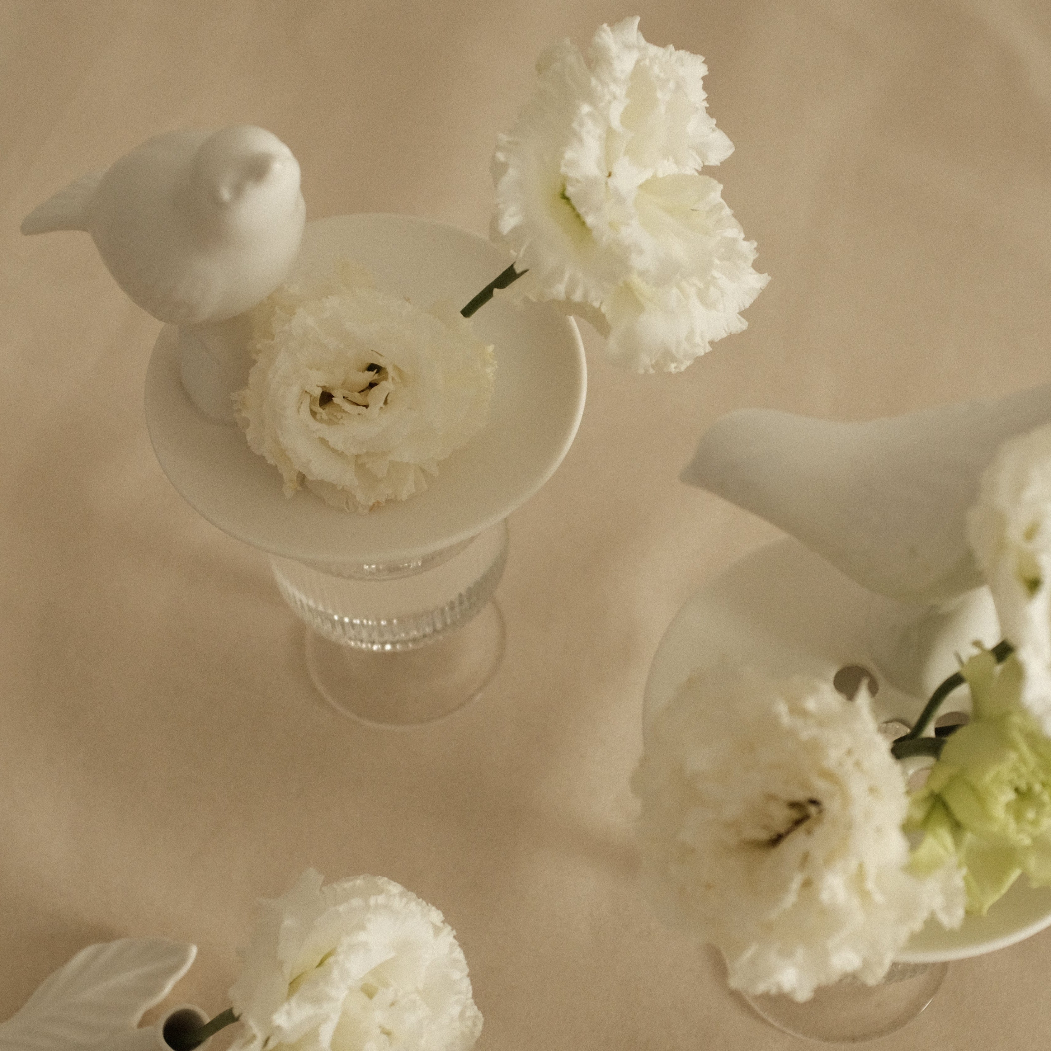 LE BLANC Bird Matte Ceramic Flower Frog Stalk Holder Vase