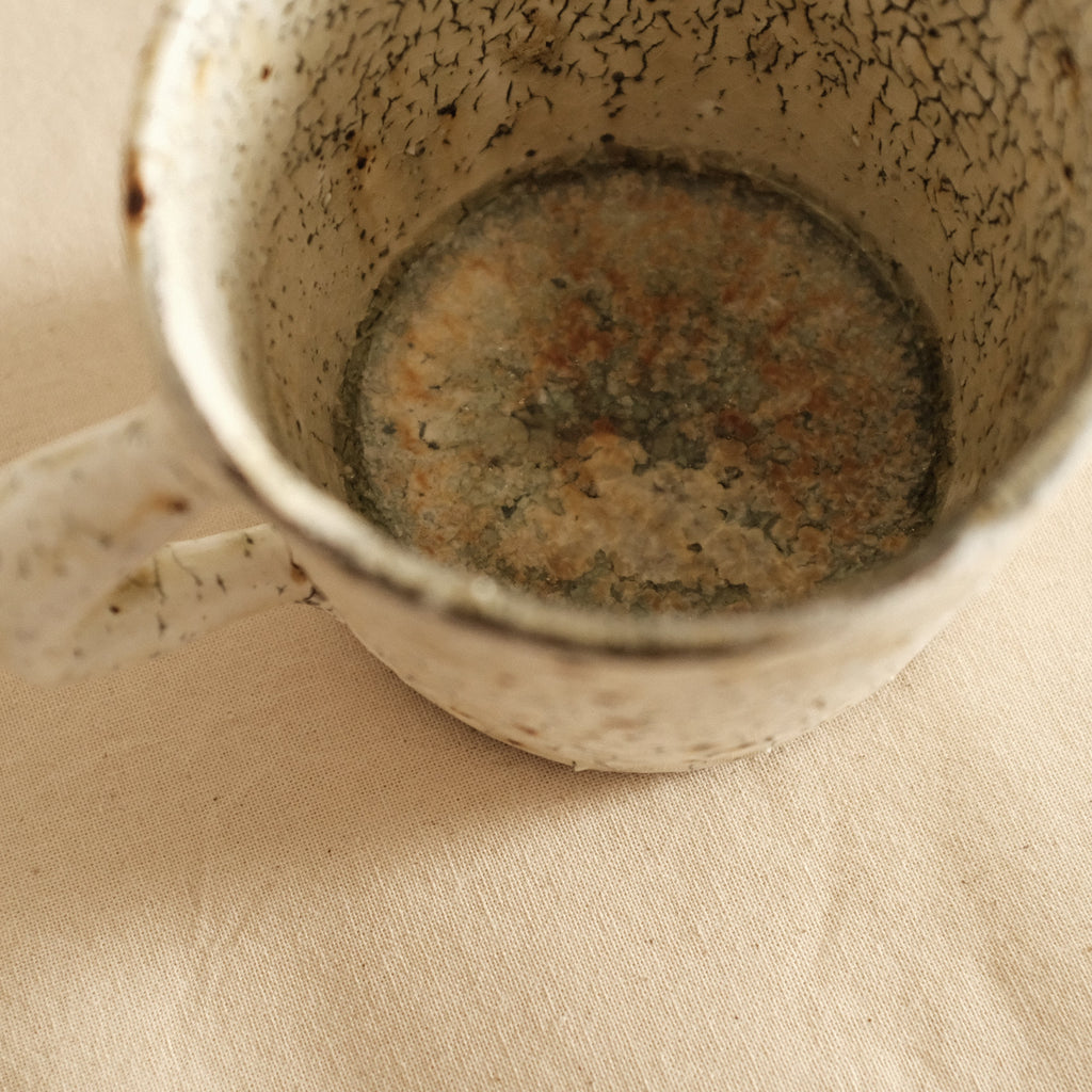 Kazuhito Yamamoto White Vidro Powdered Glaze Antique Mug