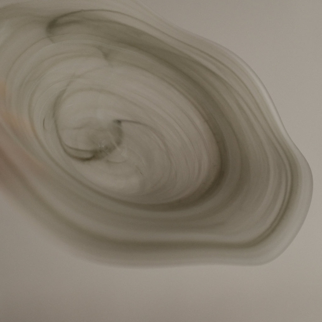 ESME Handmade Wavy Round Frosted Glass Cosmic Deep Plate Moss Green