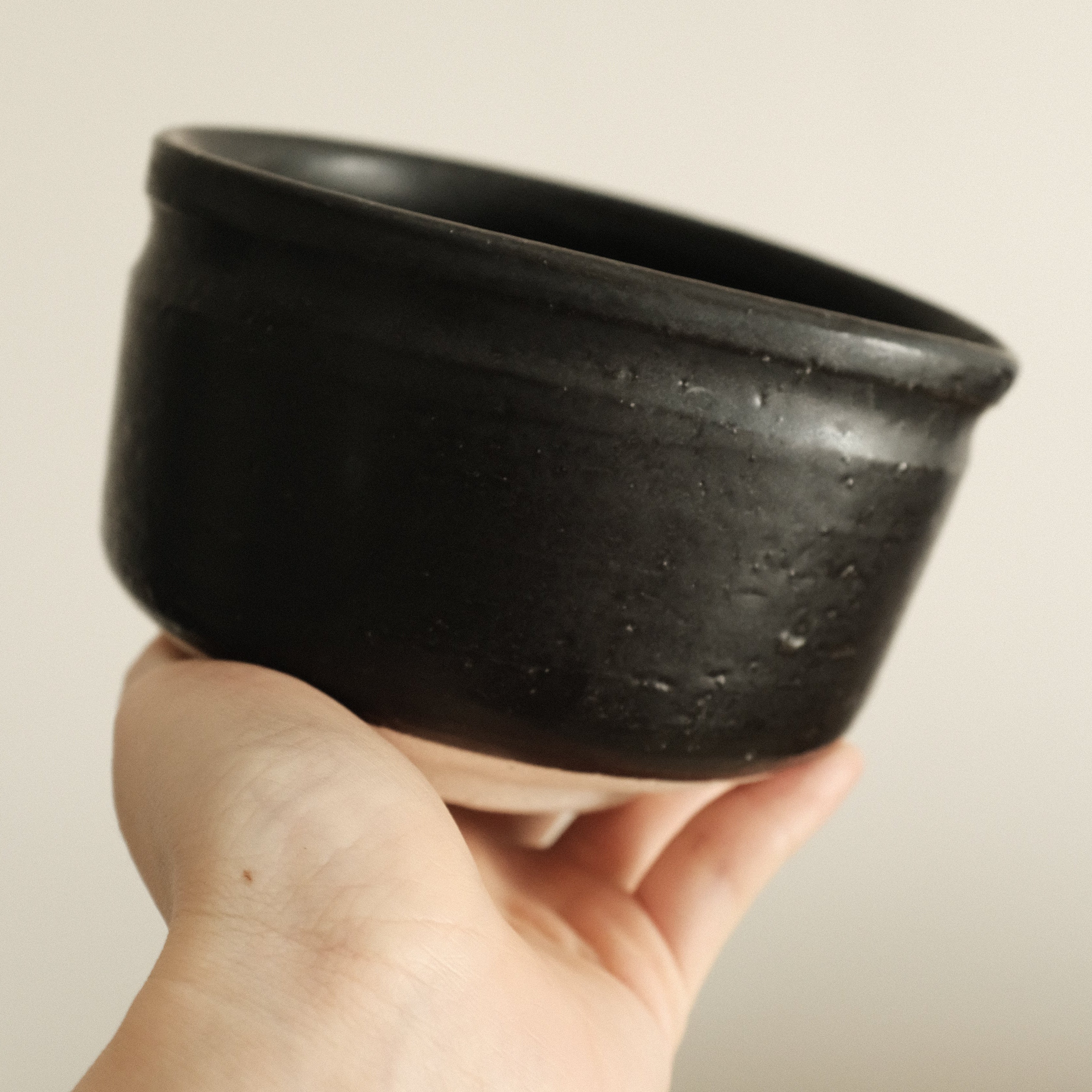 Hatsuichi Japan Kuroku Neri Black Katakuchi Chawan Matcha Bowl Minoware