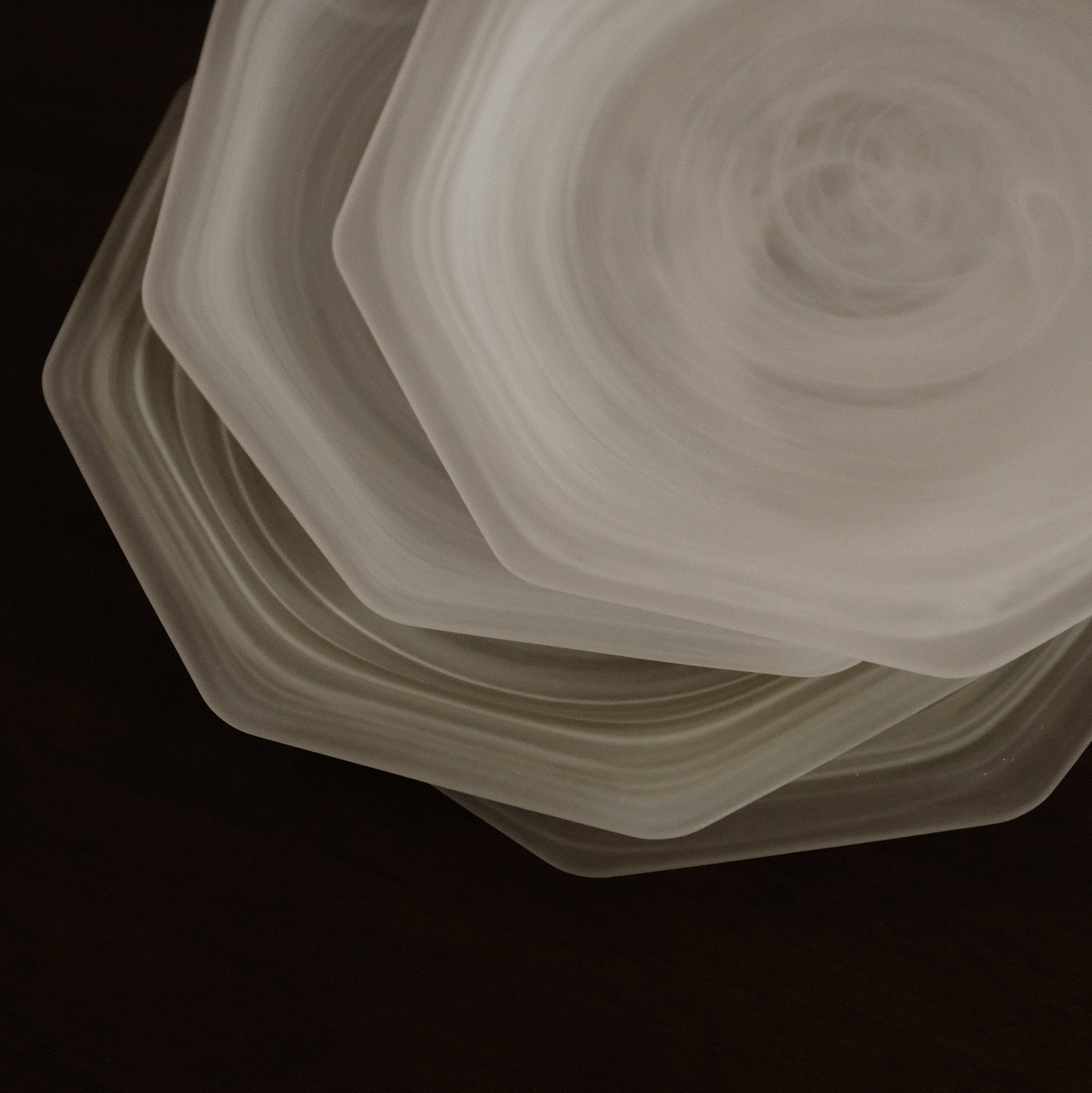 ESME Handmade Hexagon Frosted Glass Cosmic Plate White