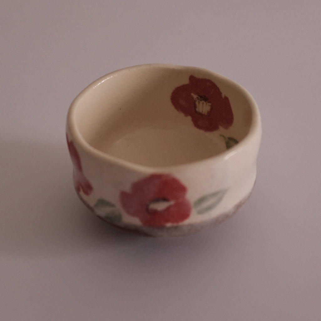 Hatsuichi Japan Camelia Blossom Mini Chawan Matcha Bowl Tea Bowl Minoware