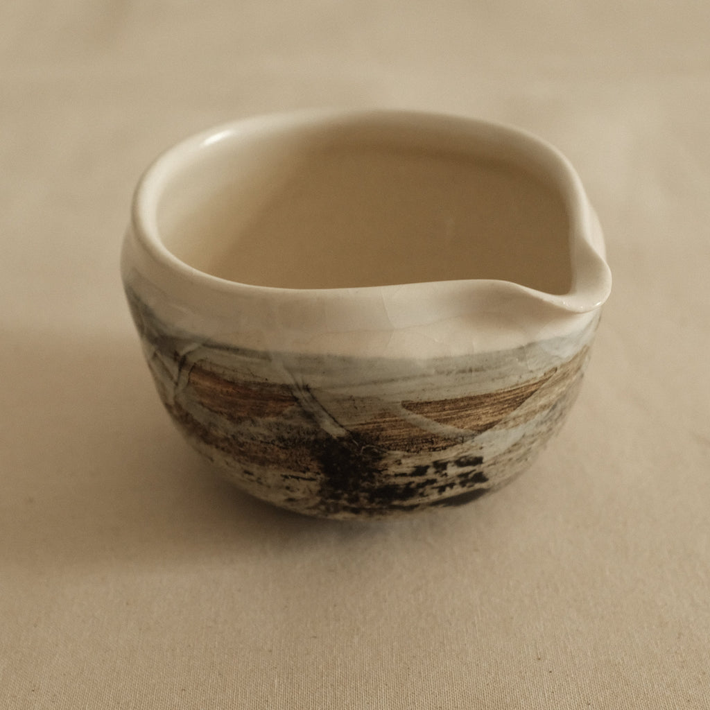 Hatsuichi Japan Shiro White Nagashi Katakuchi Chawan Matcha Bowl Minoware