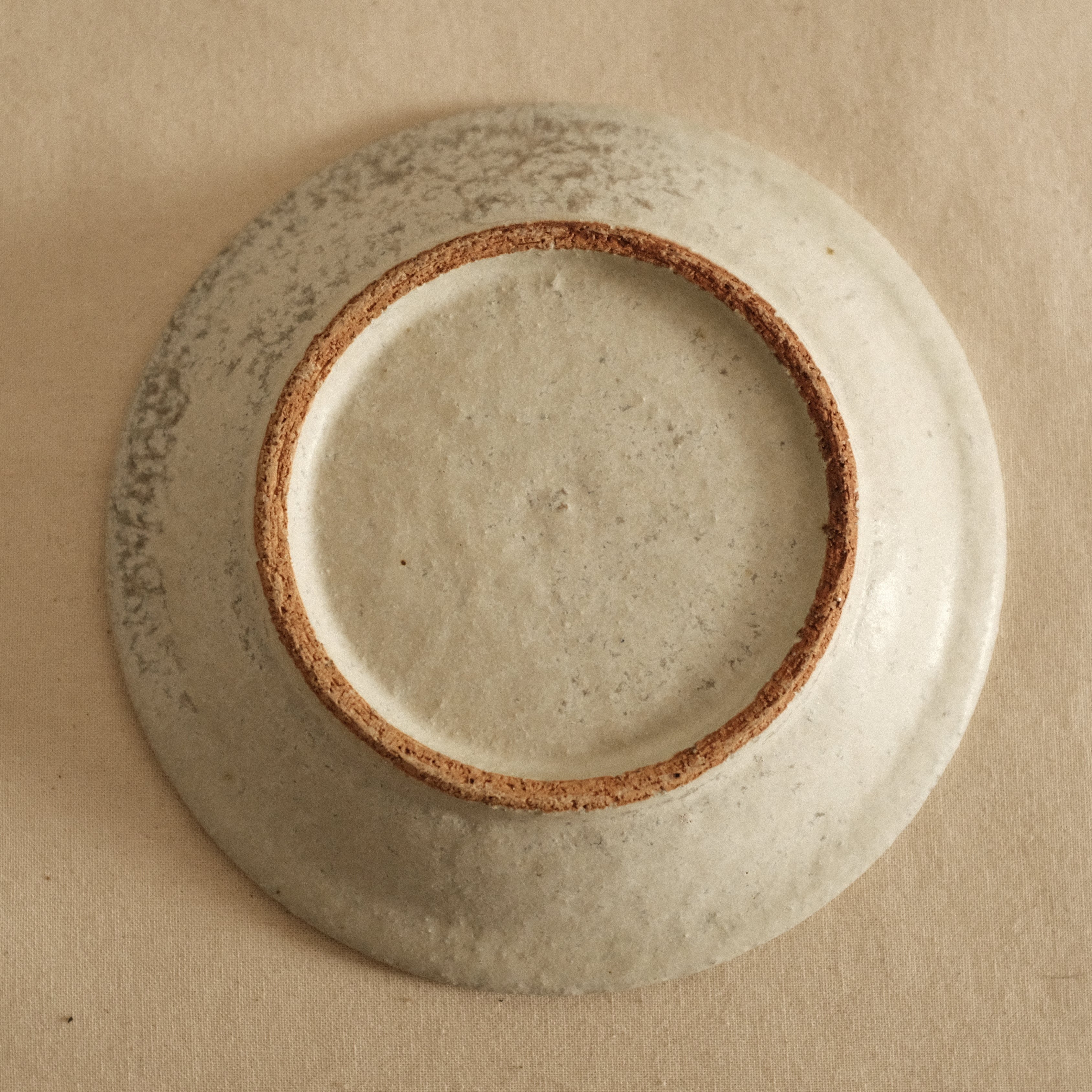 Kyuuko Mashiko Konayuki Powder Snow Glaze Rimmed Plate