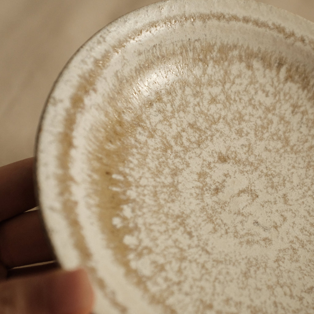 Kyuuko Mashiko Konayuki Powder Snow Glaze Rimmed Plate