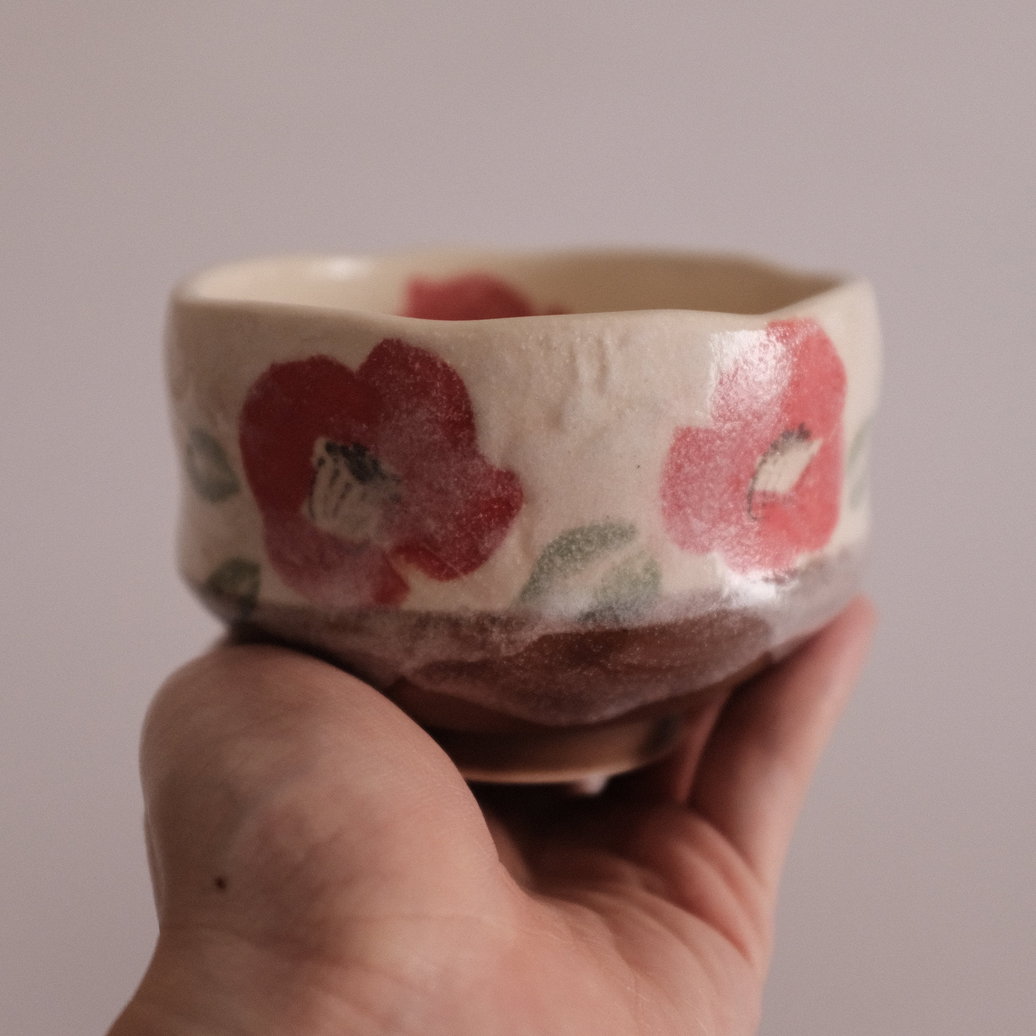 Hatsuichi Japan Camelia Blossom Mini Chawan Matcha Bowl Tea Bowl Minoware