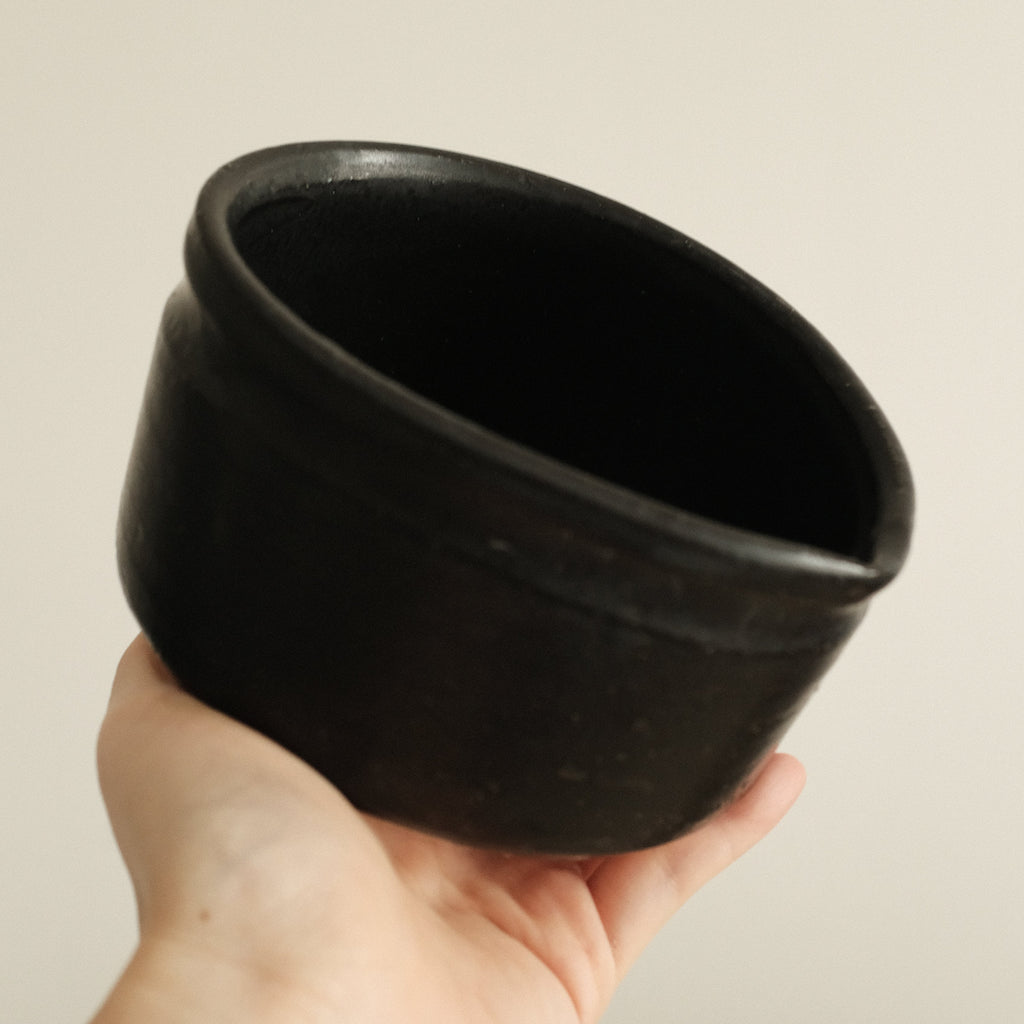 Hatsuichi Japan Kuroku Neri Black Katakuchi Chawan Matcha Bowl Minoware
