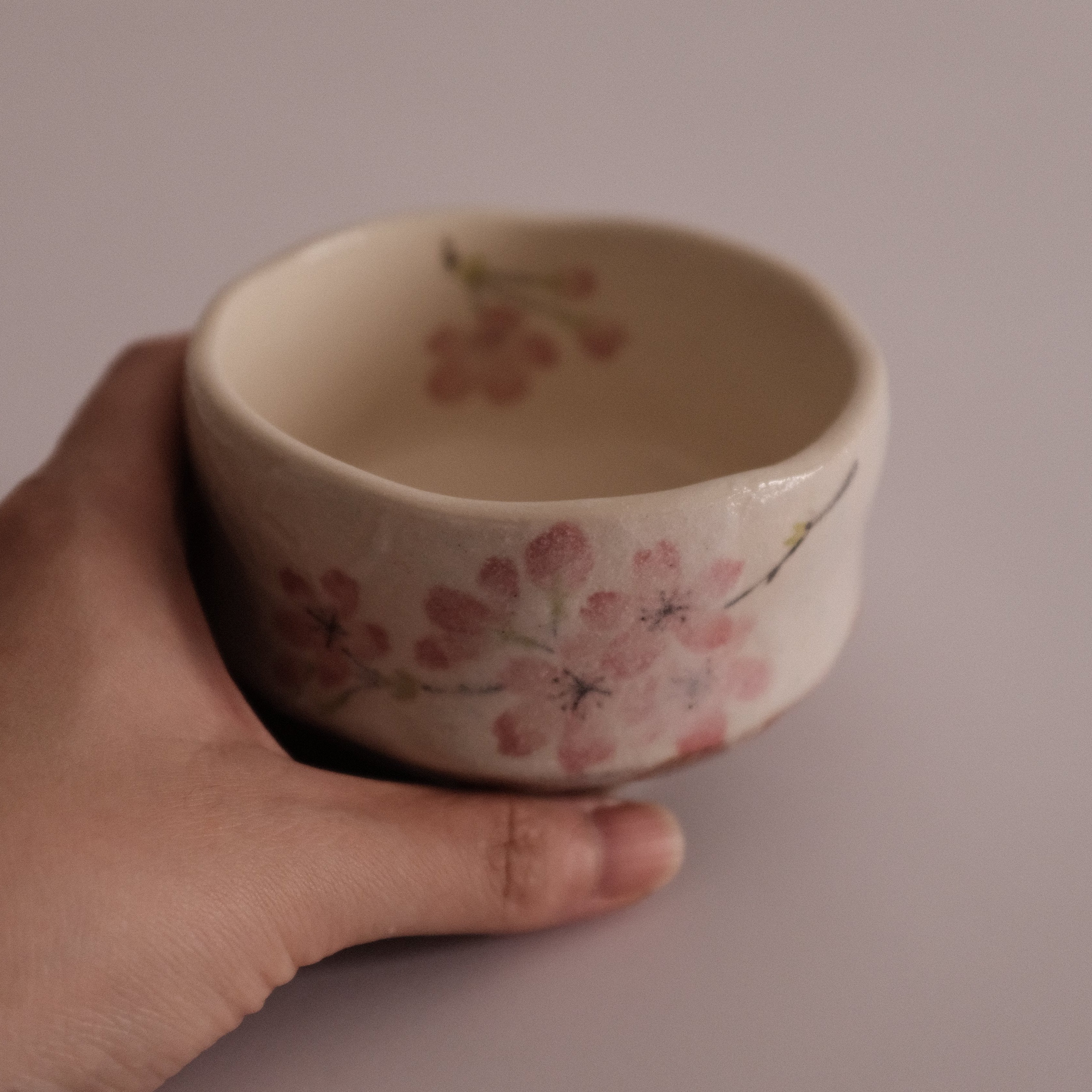 Hatsuichi Japan Pink Cherry Blossom Mini Chawan Matcha Bowl Tea Bowl Minoware