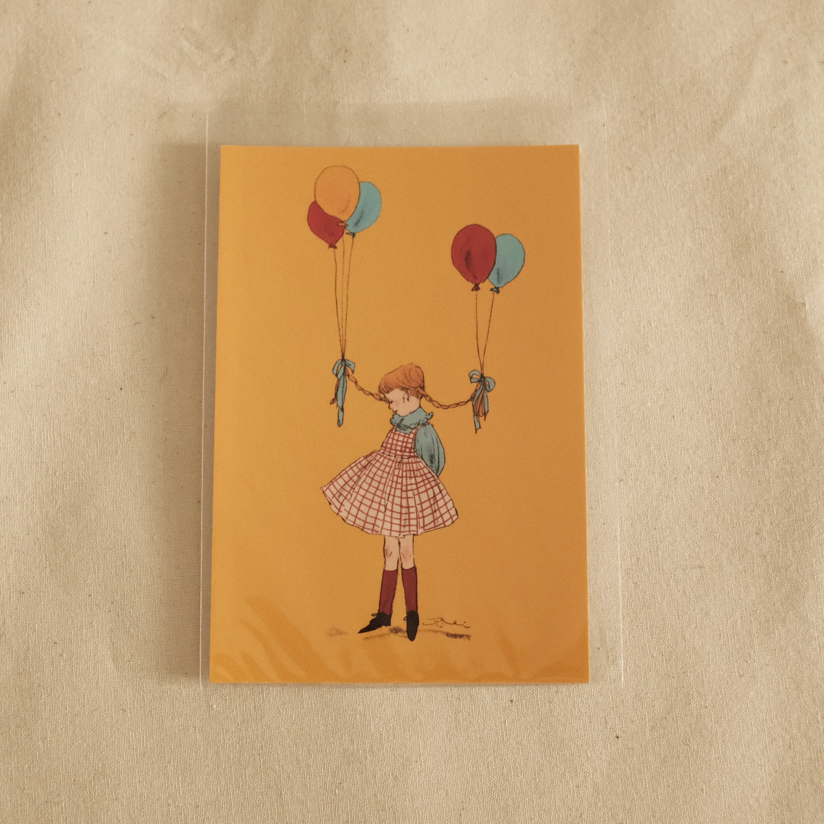 Kurahashi Rei Girl with Balloon Postcard