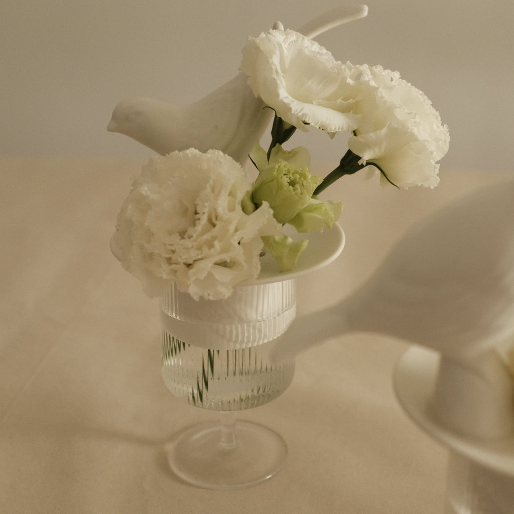 LE BLANC Bird Matte Ceramic Flower Frog Stalk Holder Vase