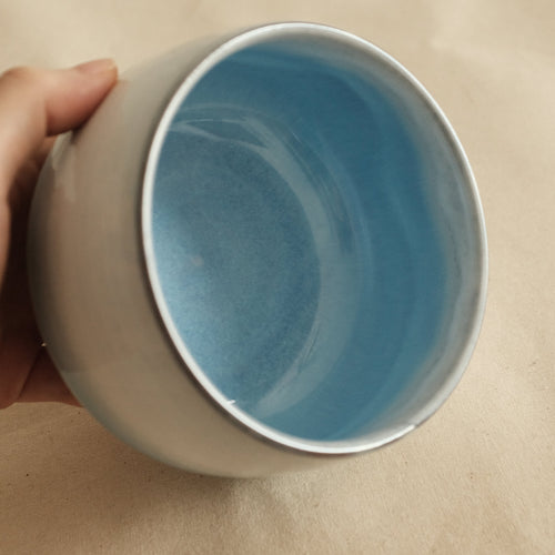 Aika Japan Buruparu Blue Pearl Glaze Chawan Matcha Bowl Hasami ware