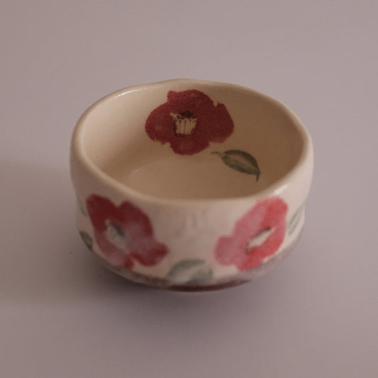 Hatsuichi Japan Camelia Blossom Mini Chawan Matcha Bowl Tea Bowl Minoware