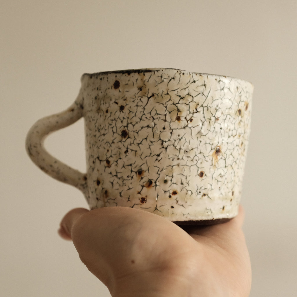 Kazuhito Yamamoto White Vidro Powdered Glaze Antique Mug