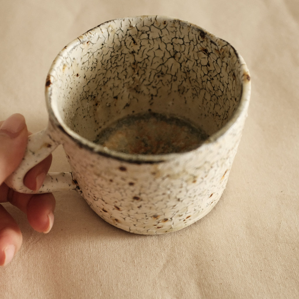 Kazuhito Yamamoto White Vidro Powdered Glaze Antique Mug