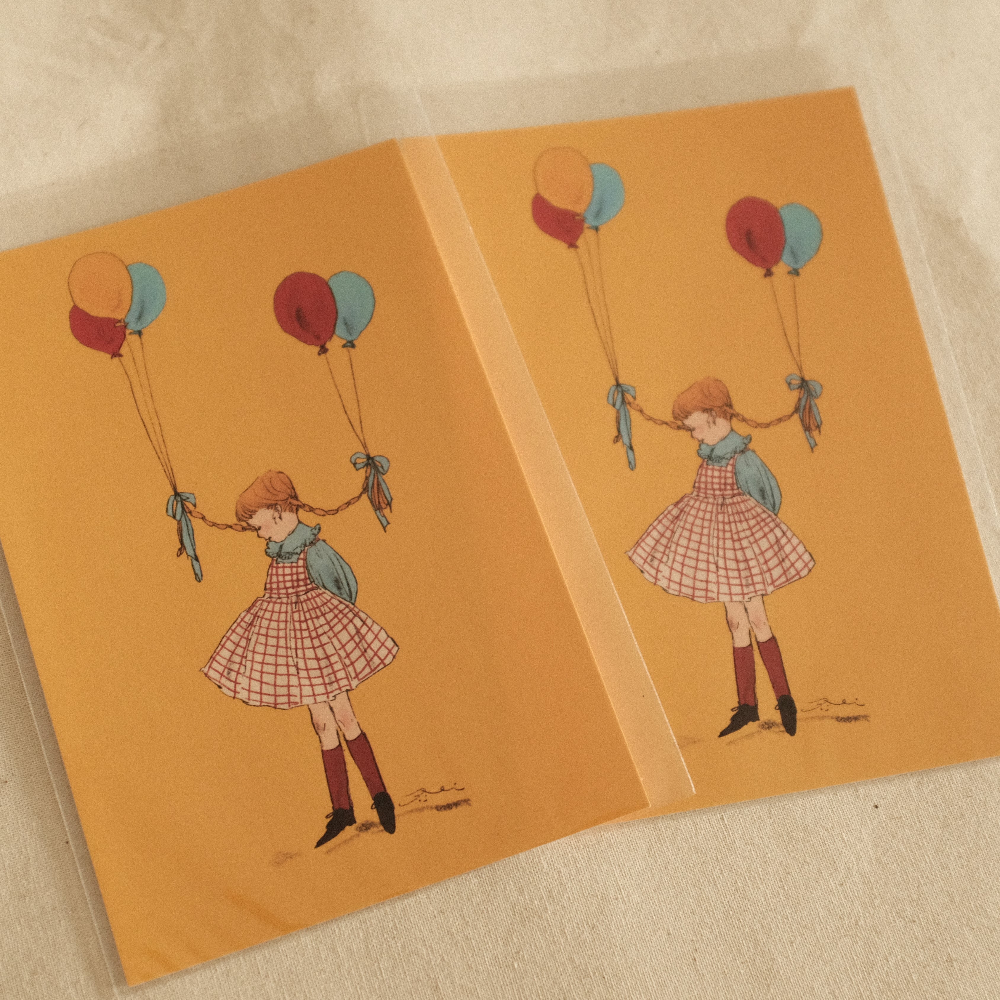 Kurahashi Rei Girl with Balloon Postcard