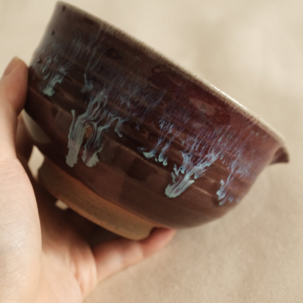 Hana Izumi Kiln Japan Shinsha No Nagare Cinnabar Flow Katakuchi Chawan Matcha Bowl Aritaware