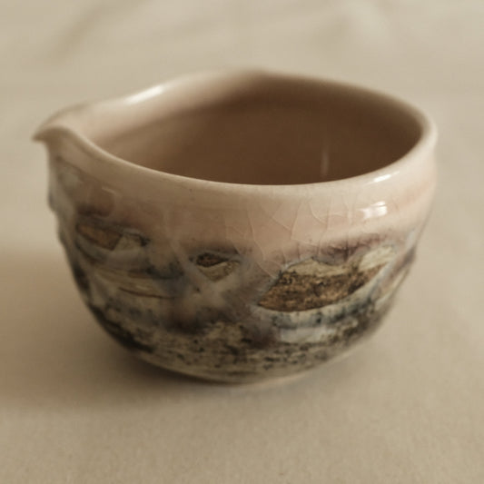 Hatsuichi Japan Taiko Pink Nagashi Katakuchi Chawan Matcha Bowl Minoware