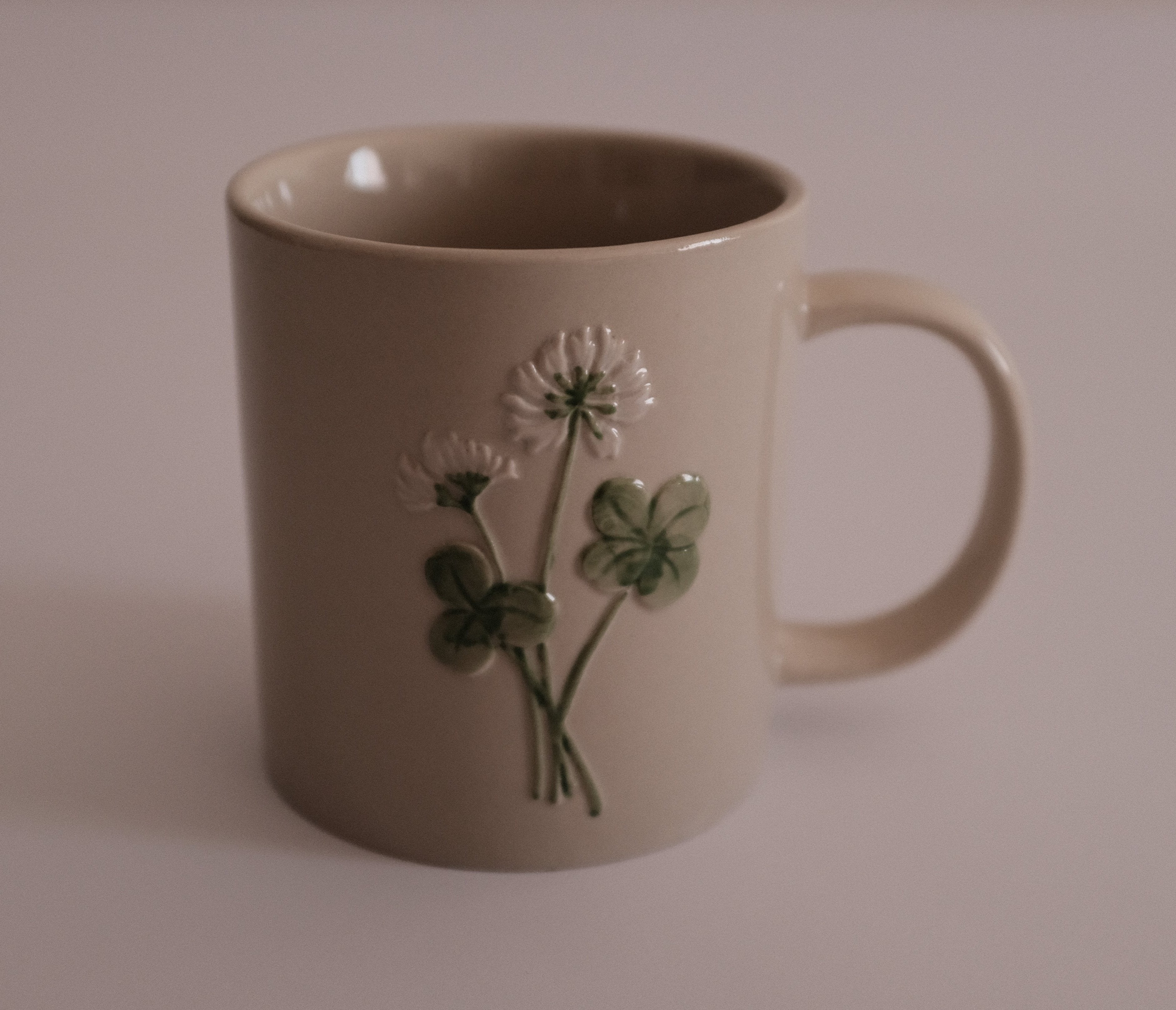 SUMMERIE Rustic Charm Whimsical Floral Chrysanthemum Relief Ceramic Mug