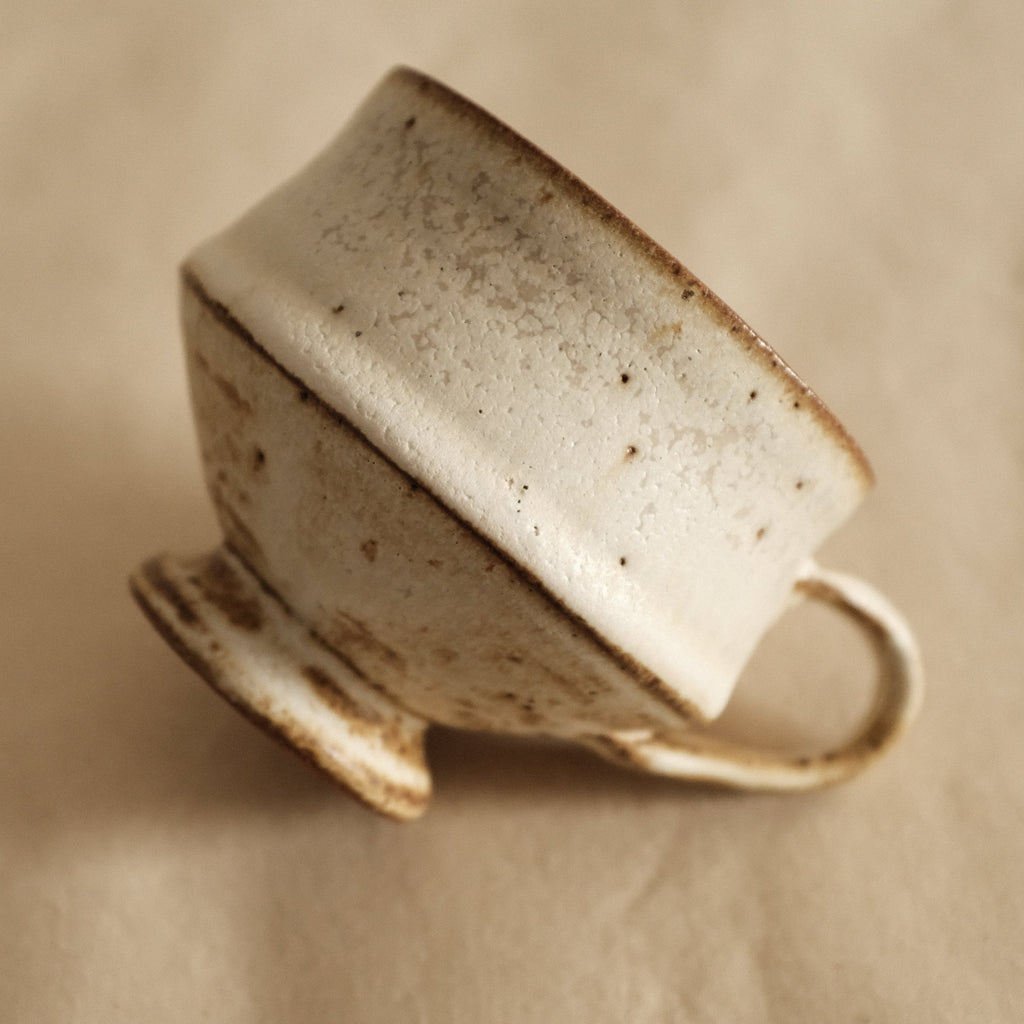 Kazuhito Yamamoto White Milky Glaze Antique Goblet Mug